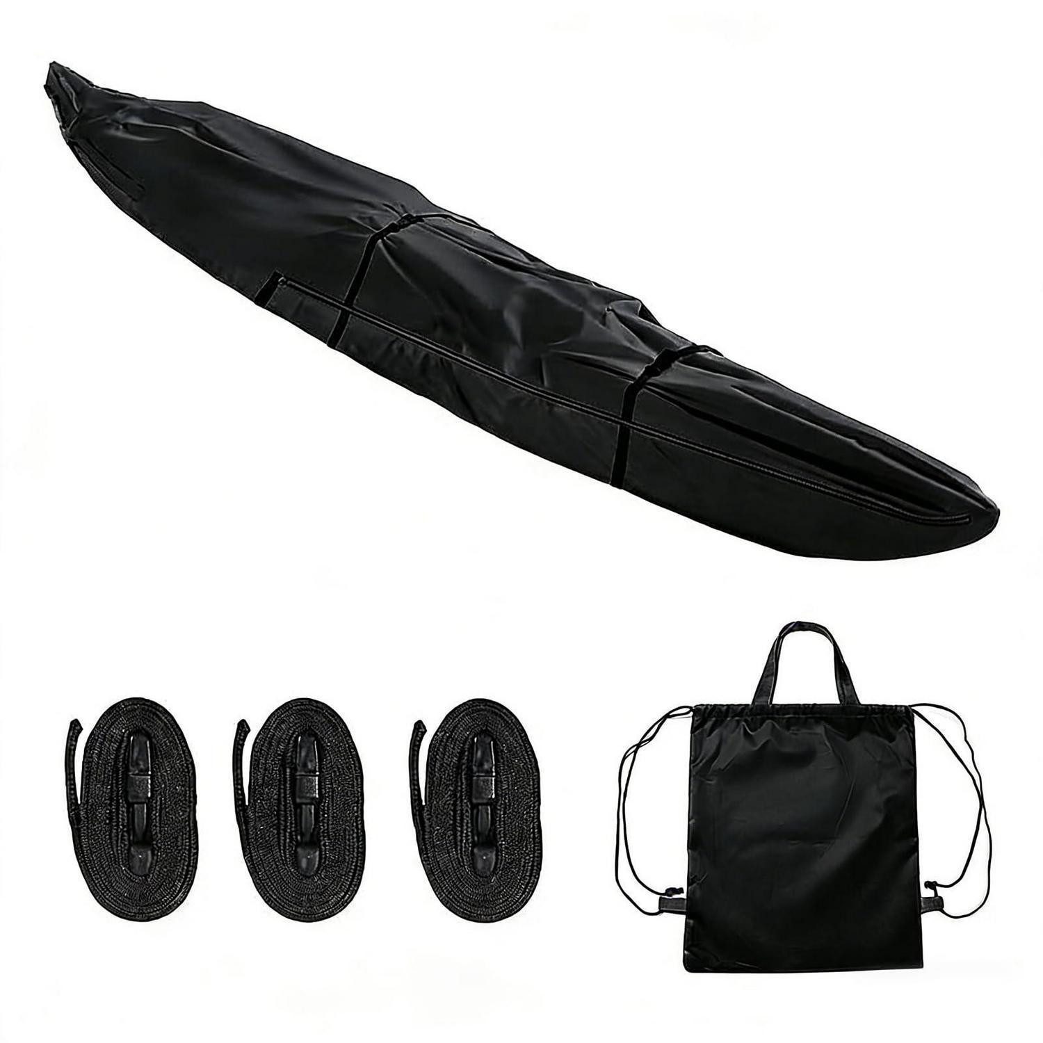 LuxusKollektion Schutzplane Kajak Abdeckung Wasserdicht UV Beständig 420D Schwarz 4M x 76 cm