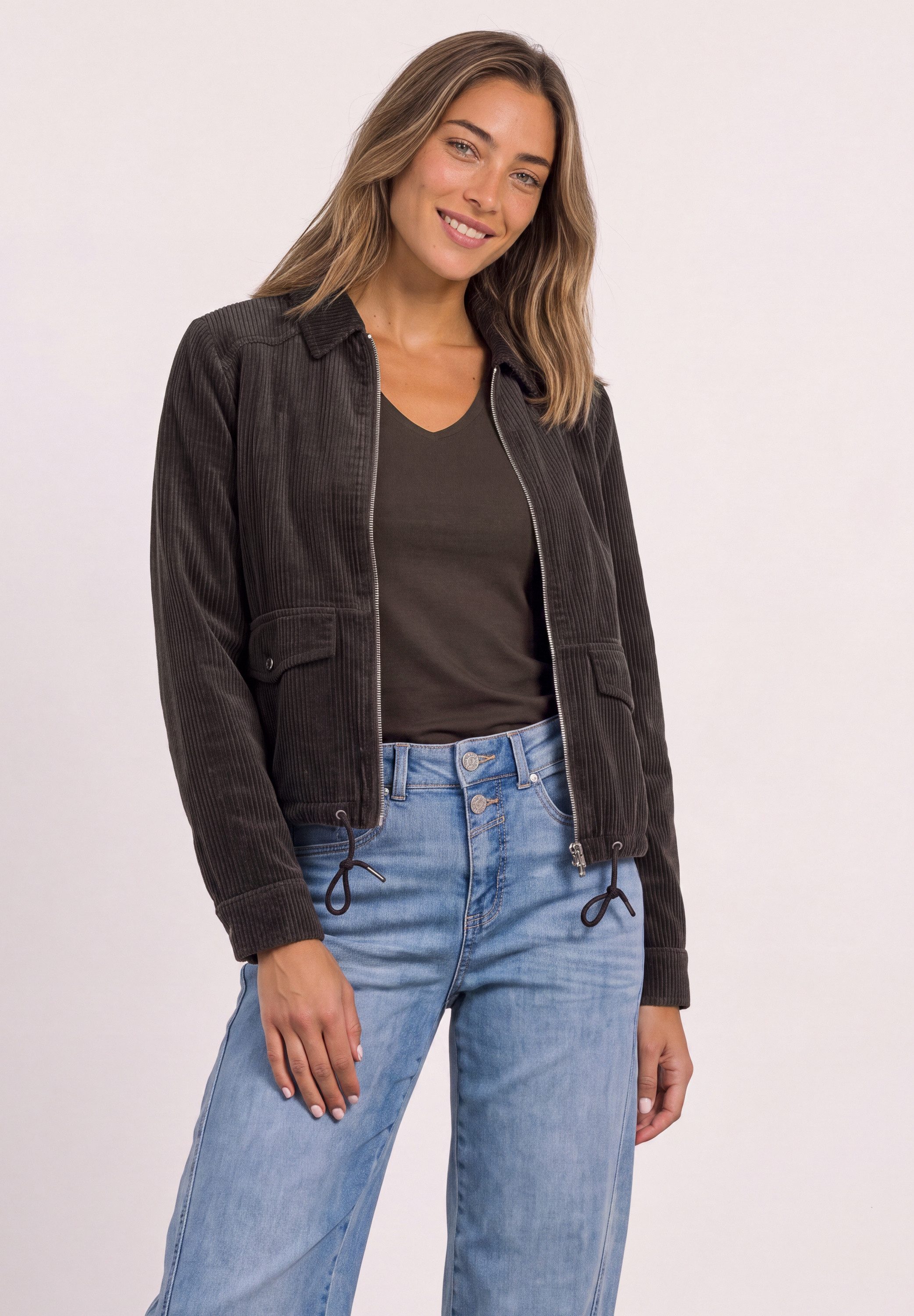 STREET ONE Cordjacke mit Tunnelzugsaum
