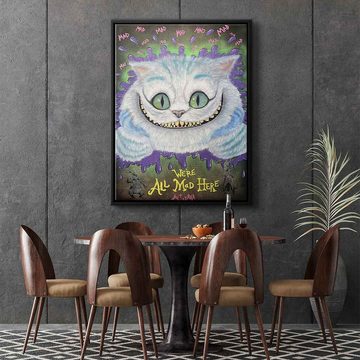 DOTCOMCANVAS® Leinwandbild Mad Cat, Leinwandbild Mad Cheshire Cat Grinsekatze Alice im Wunderland Comic