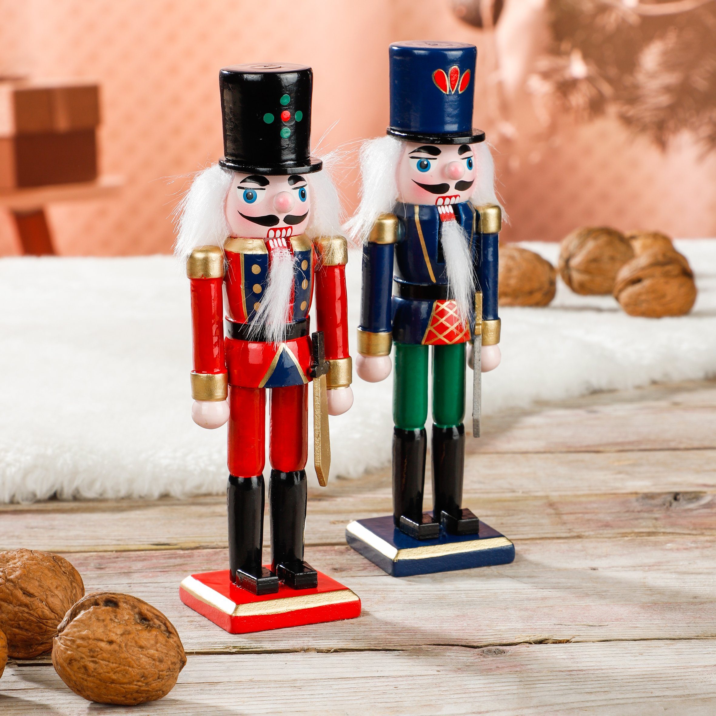 Rungassi Tasse 2er Set Weihnachtsdeko Tischdeko Nussknacker aus Holz, H 18cm, Holz