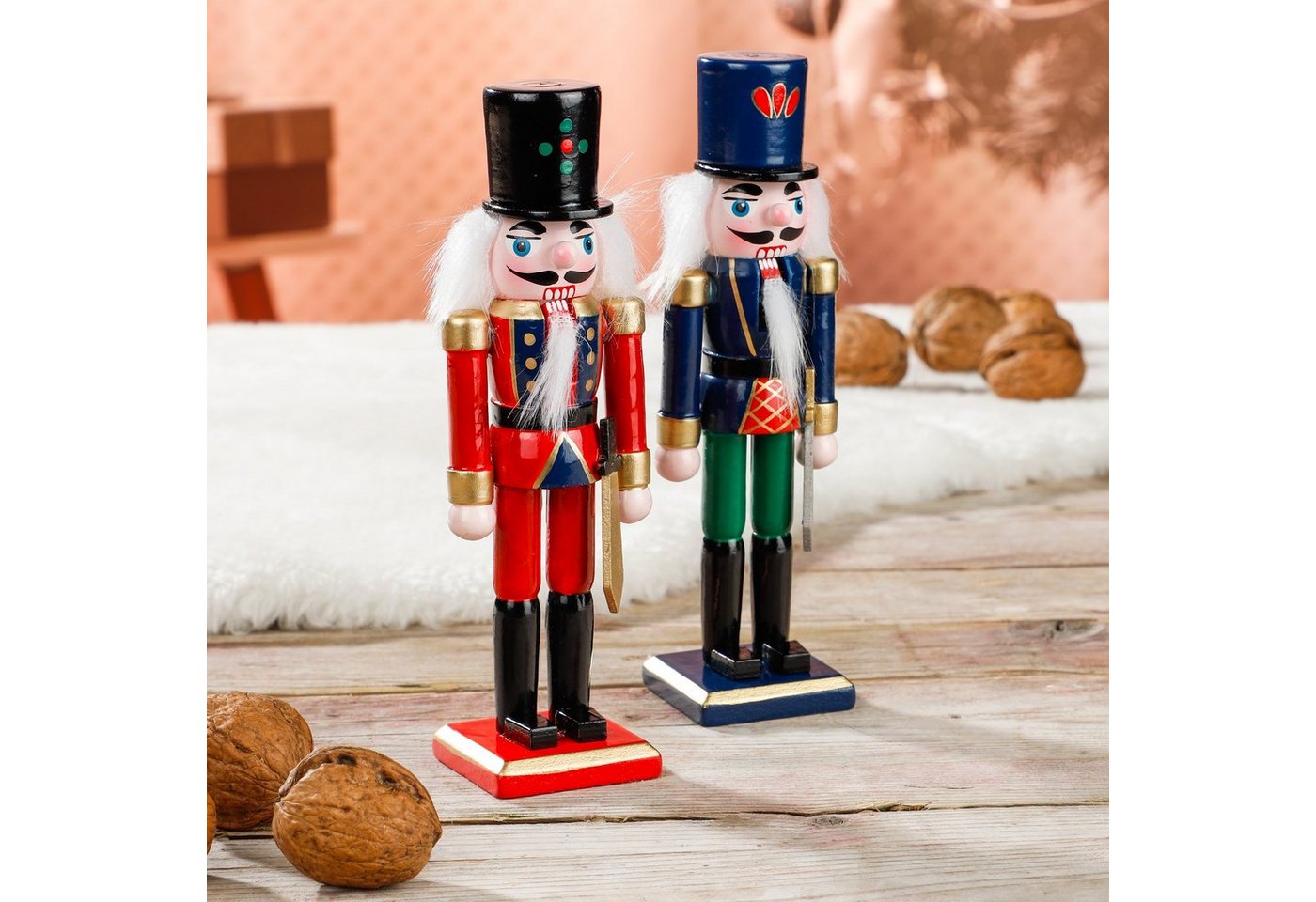 Rungassi Tasse 2er Set Weihnachtsdeko Tischdeko Nussknacker aus Holz, H 18cm, Holz