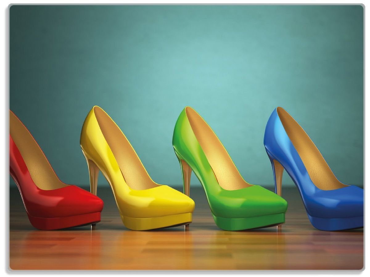 Wallario Schneidebrett Bunte Schuhe - High Heels für Frauen, ESG-Sicherheitsglas, (inkl. rutschfester Gummifüße 4mm, 1-St), 30x40cm