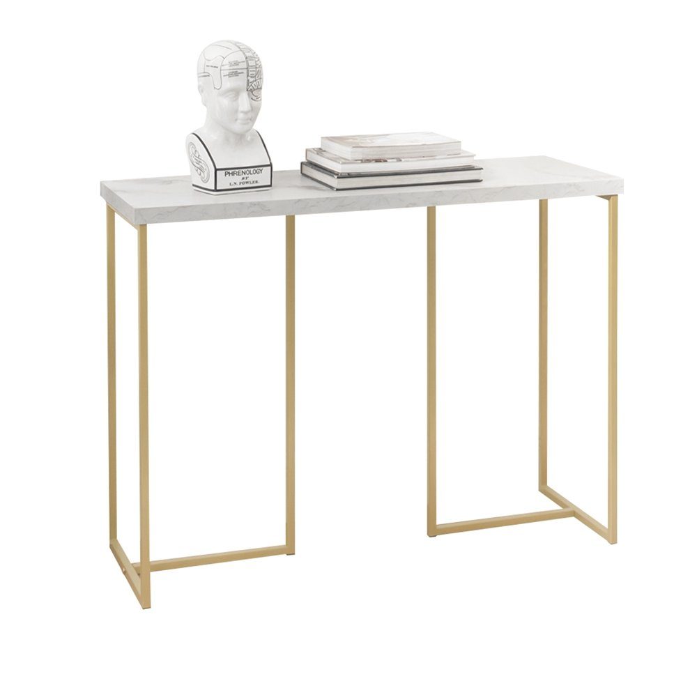 FSB58, Konsolentisch mit SoBuy Dekotisch Flurtisch Beistelltisch Sideboard goldenem Metallrahmen