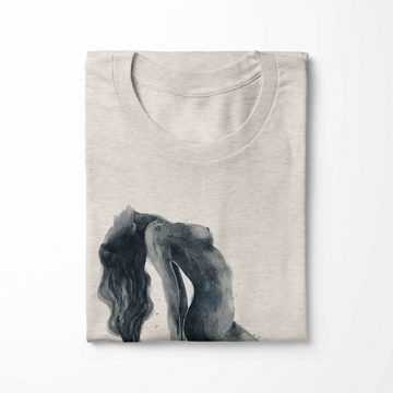 Sinus Art T-Shirt Herren Shirt 100% gekämmte Bio-Baumwolle T-Shirt Akt Aquarell junge Frau Motiv Nachhaltig Ökomode a (1-tlg)