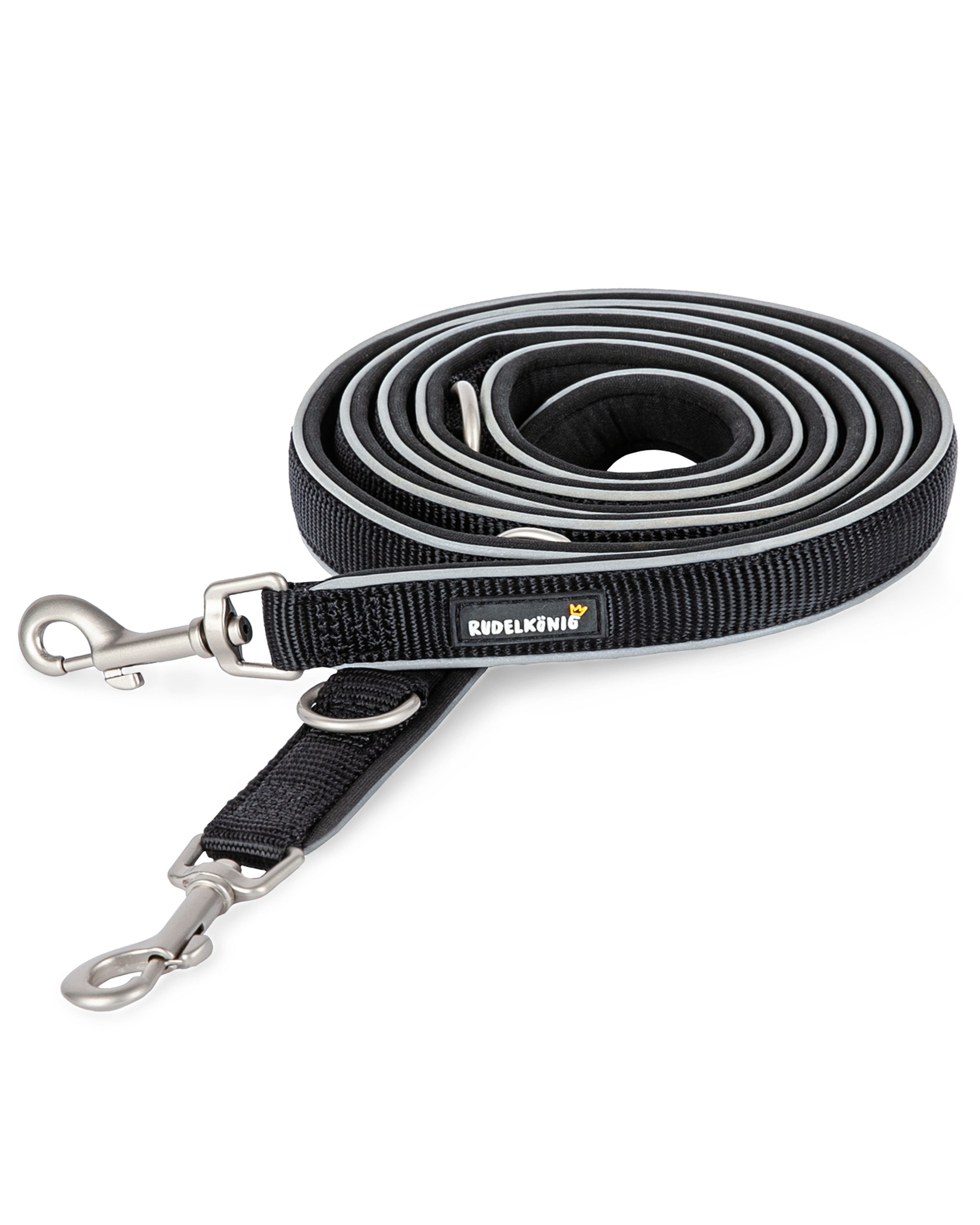 Rudelkönig Hundeleine Reflektierende Hundeleine Paola, Verstellbare 2,30m Führleine, Nylon, Neopren (1-tlg), Für mittlere und große Hunde