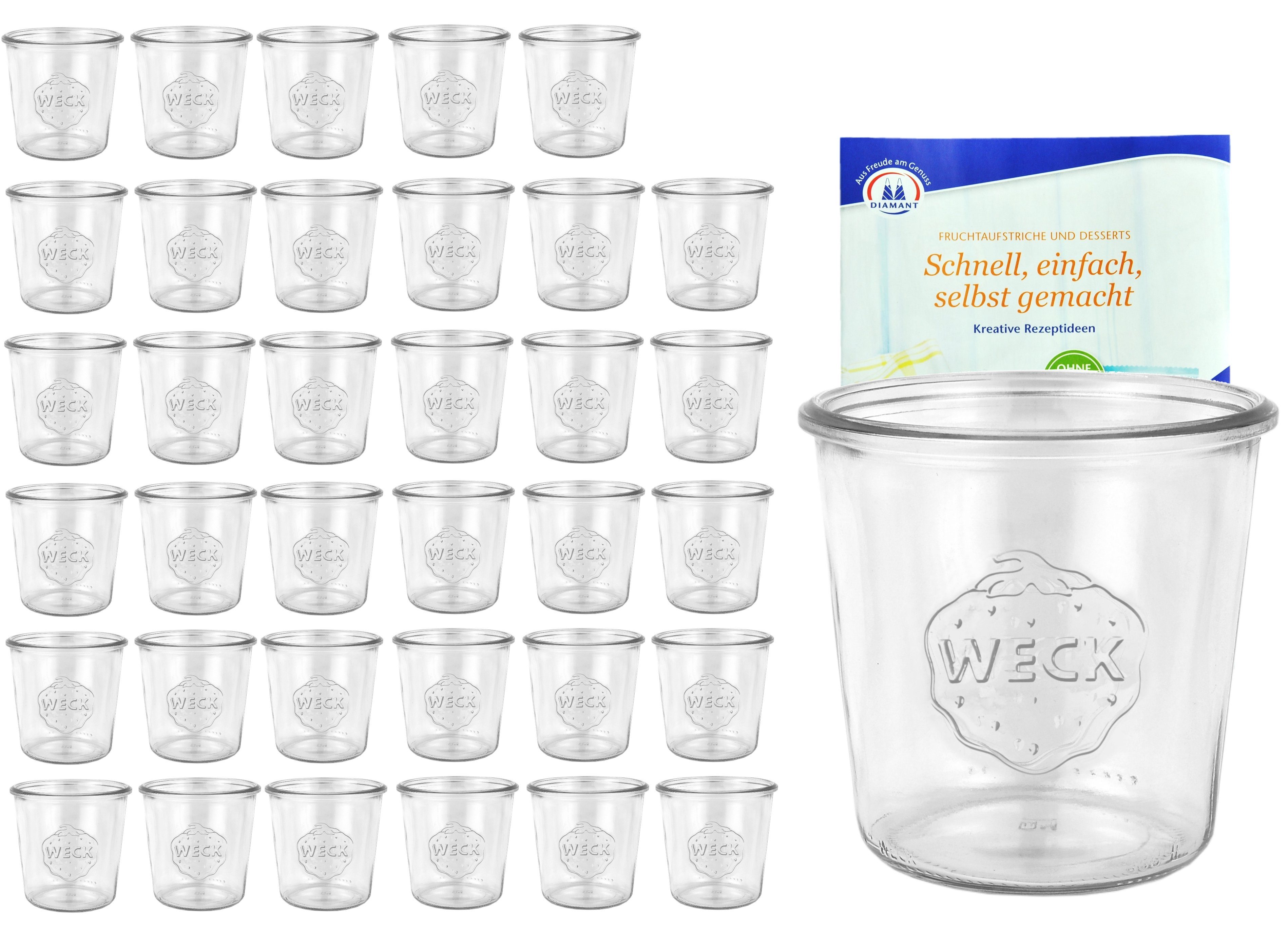 Gläser Weck Gelierzauber Einmachglas Rezeptheft, Sturzgläser Glas inkl. MamboCat Set 580ml 36er