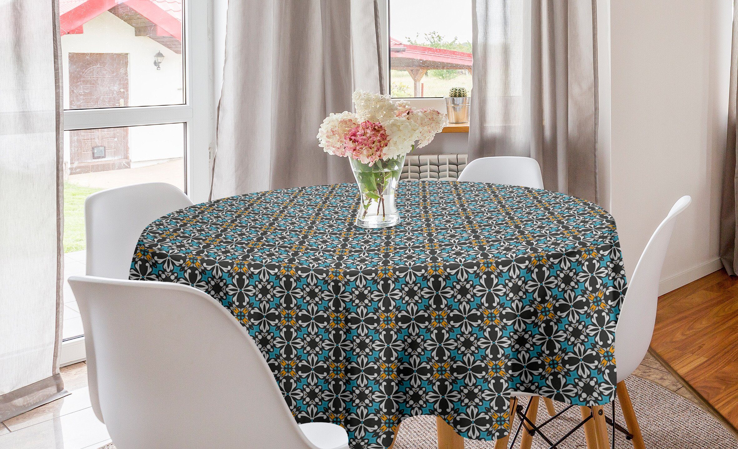 Dekoration, Esszimmer Tischdecke Blumenmosaik Abdeckung Retro Küche Abakuhaus Tischdecke für Kreis Abstrakte