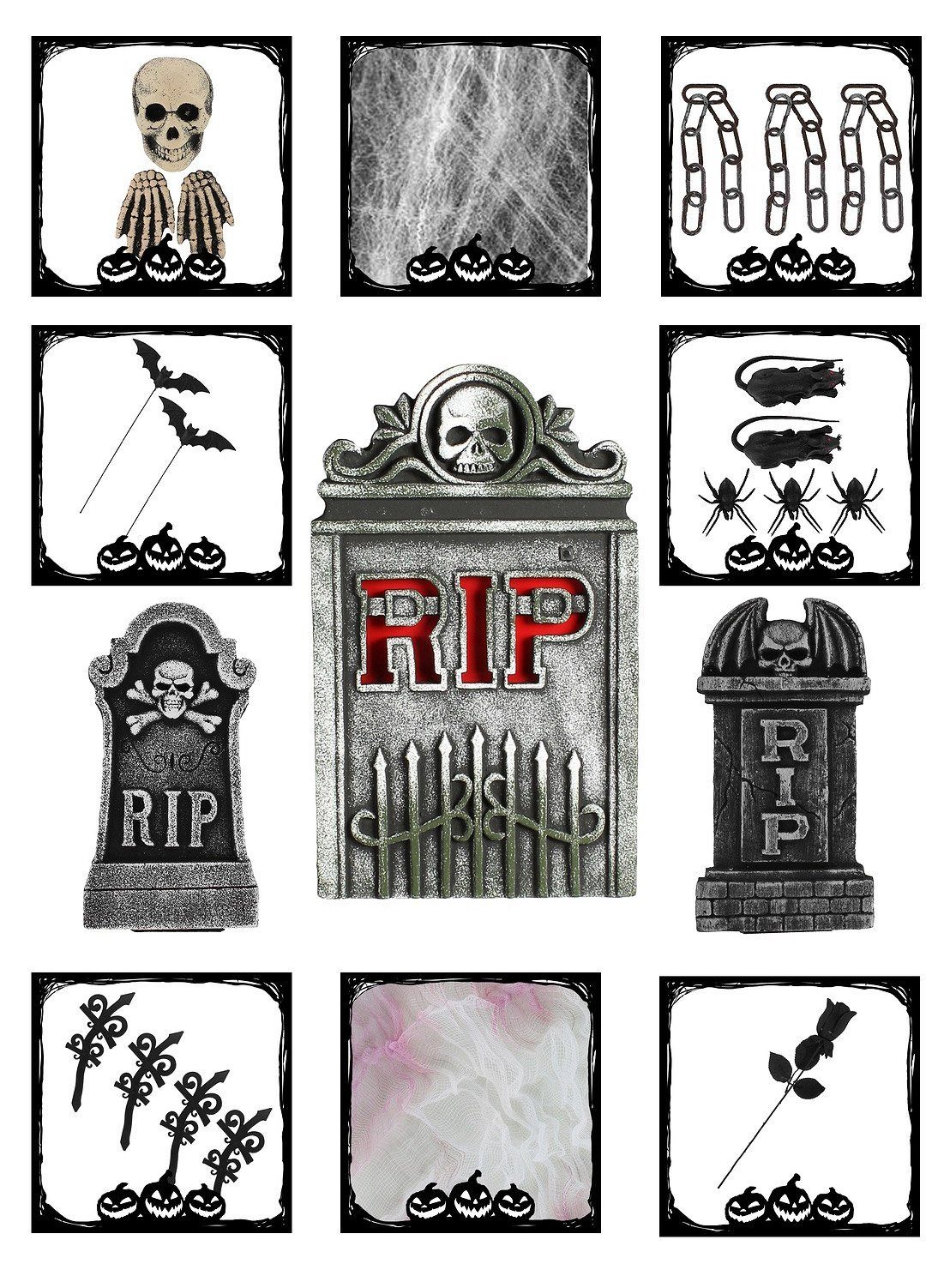 thetru Dekoobjekt Gruseliges Grabsteinset - Horror Halloween deko, Horror Halloween deko