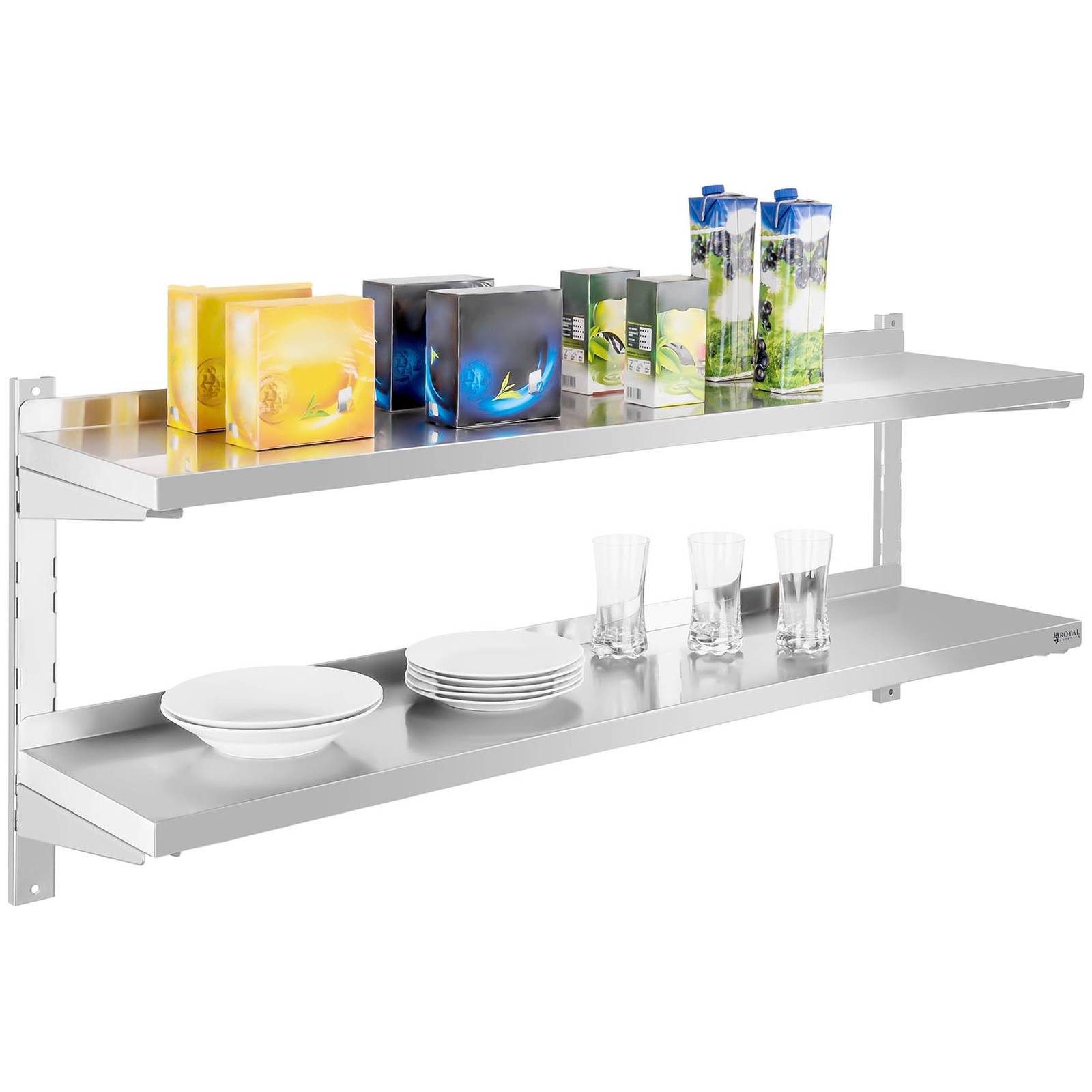 Royal Catering Hängeregal 140 cm Wandbord Gastro doppeltes Wandregal Edelst günstig online kaufen
