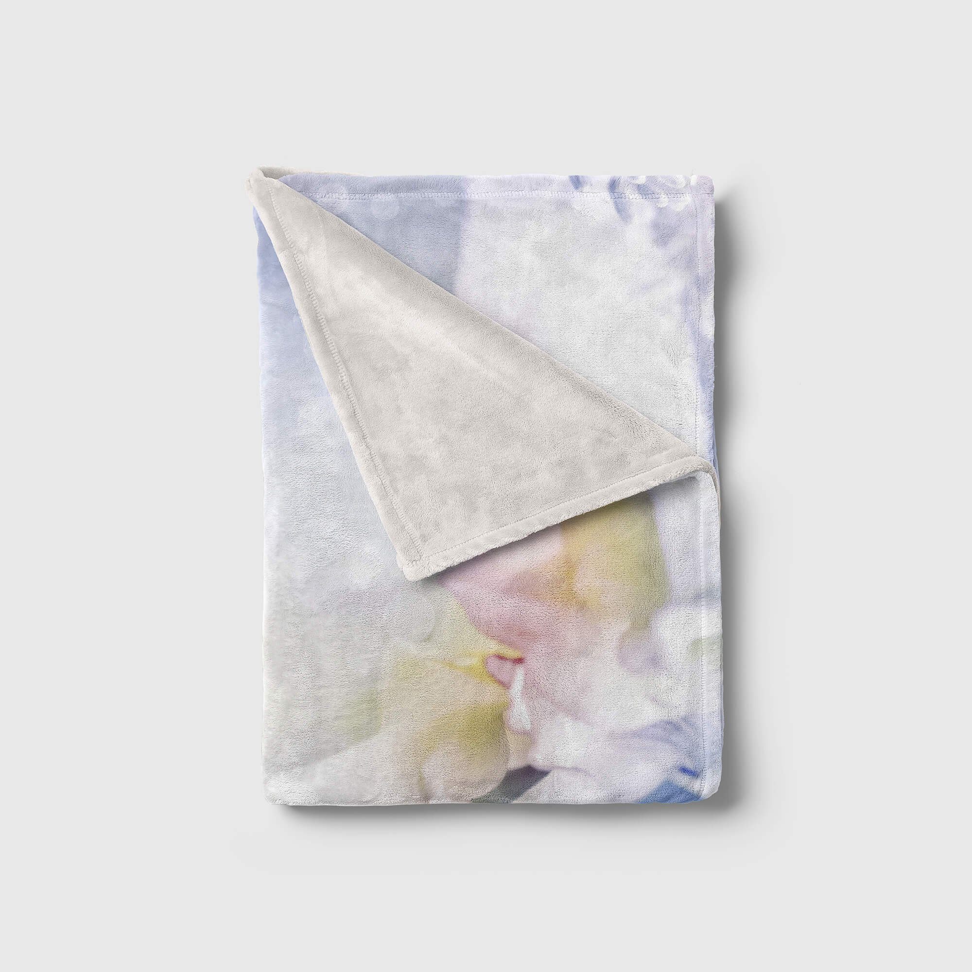 Handtuch Blüten Sinus Kuscheldecke Kuns, Handtuch Blumen mit Saunatuch Fotomotiv Baumwolle-Polyester-Mix Art Handtücher (1-St), Strandhandtuch