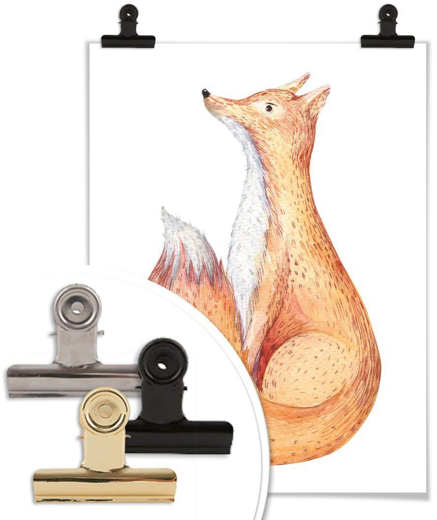 Waldtiere Fuchs, Poster Poster, (1 St), Wandbild, Tiere Bild, Wall-Art Wandposter