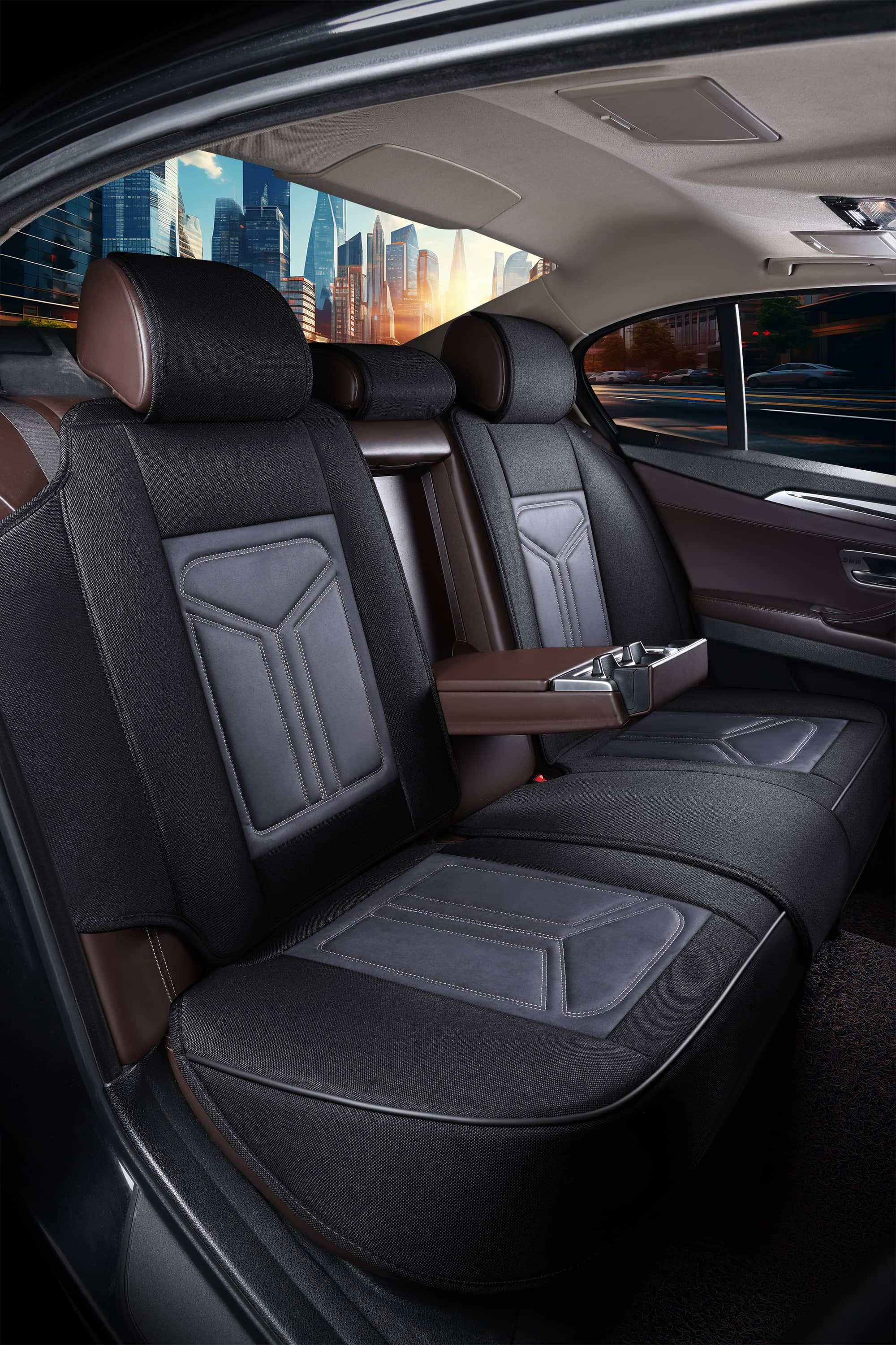 BREMER SITZBEZÜGE Autositzbezug für Mitsubishi ASX Bj ab 2010 (FS7), Set, Komplettset Vorne und Hinten, in Schwarz/Grau