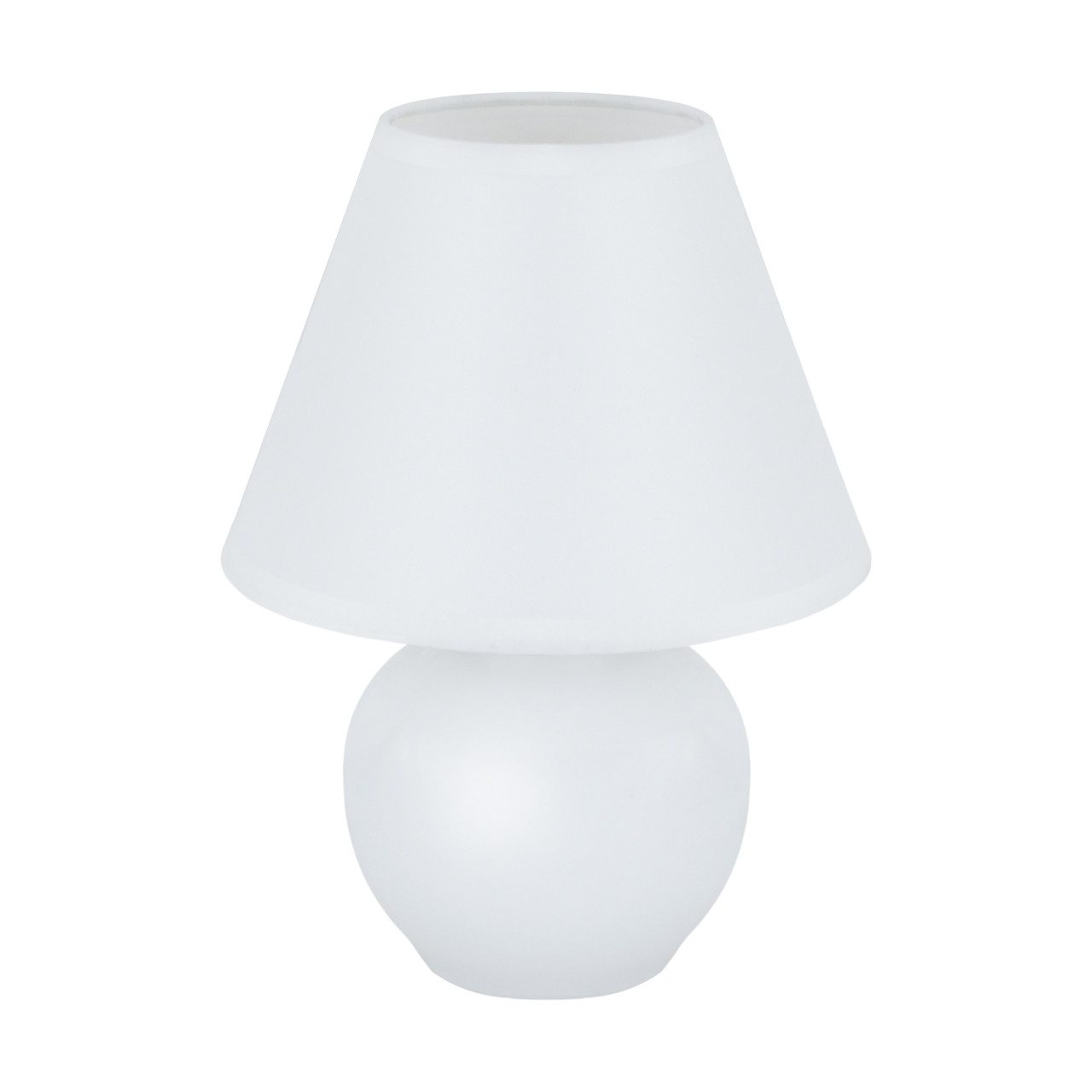 Licht-Erlebnisse Nachttischlampe LINNE, ohne Leuchtmittel, Keramik Stoff E14 24 cm hoch Weiß rund Modern Keramiklampe