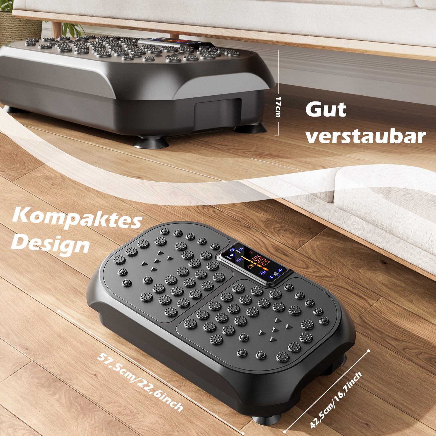 oyajia Vibrationsplatte 4D Vibrationsplatte Profi-Ganzkörpertraining für Zuhause,Leise Motoren, 200 W, 99 Intensitätsstufen, (Fitnessgerät für Muskelaufbau & Fettverbrennung, mit Magnetfeldmassage), Inkl. Fernbedienung & Trainingsbänder - LED Display Design, bis 120 kg
