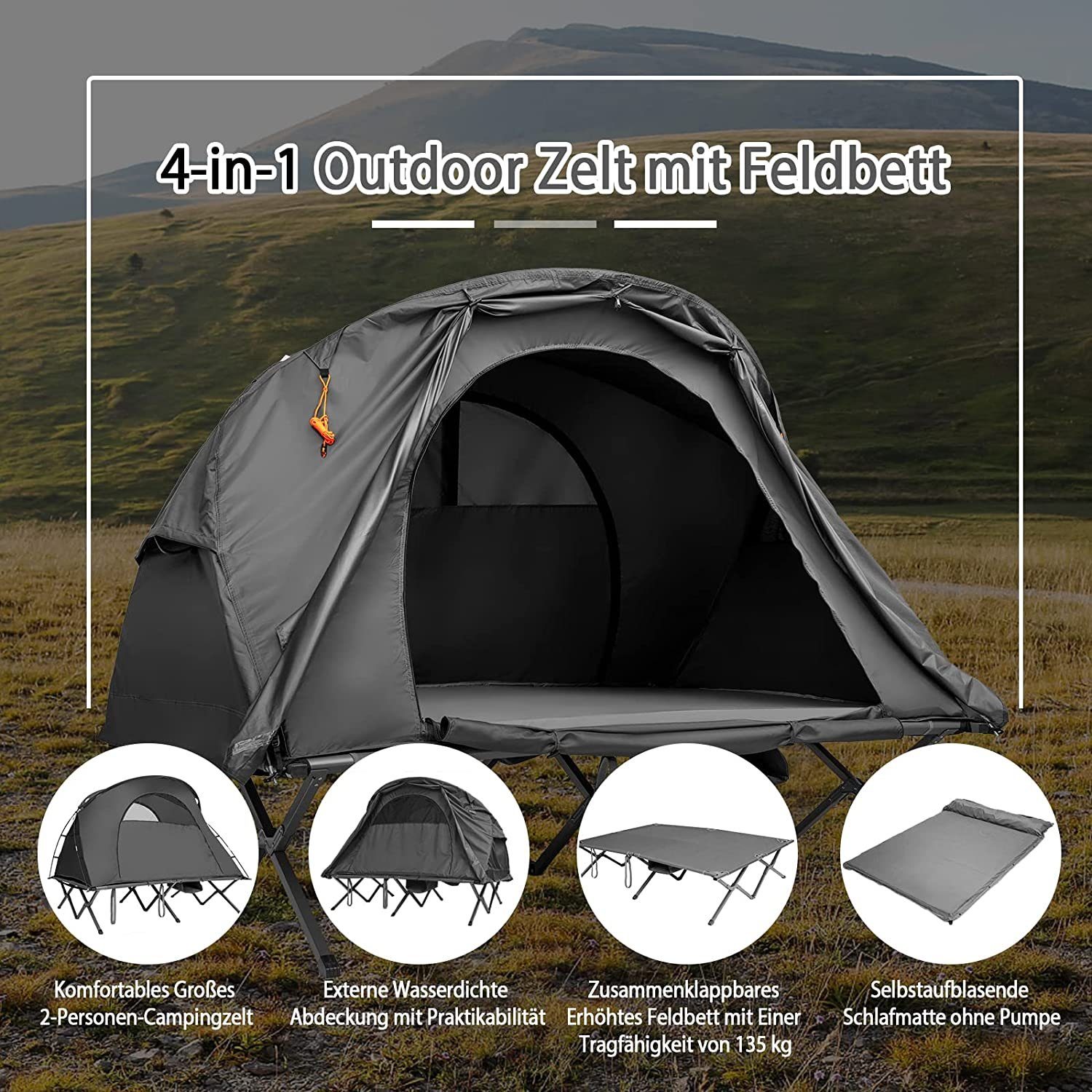 KOMFOTTEU Kuppelzelt 4 in 1 Campingzelt günstig online kaufen