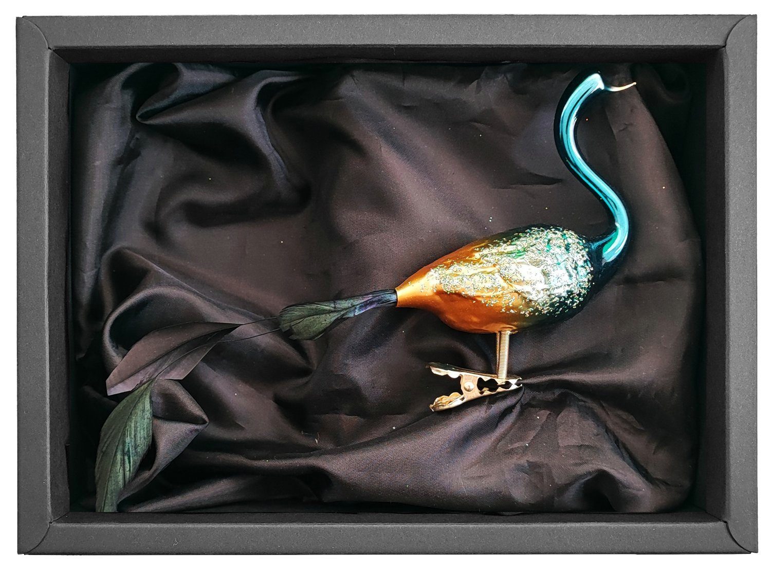 GlasWunder Christbaumschmuck Weihnachts-Paradiesvogel, mundgeblasen und von Hand dekoriert, hergestellt in Deutschland