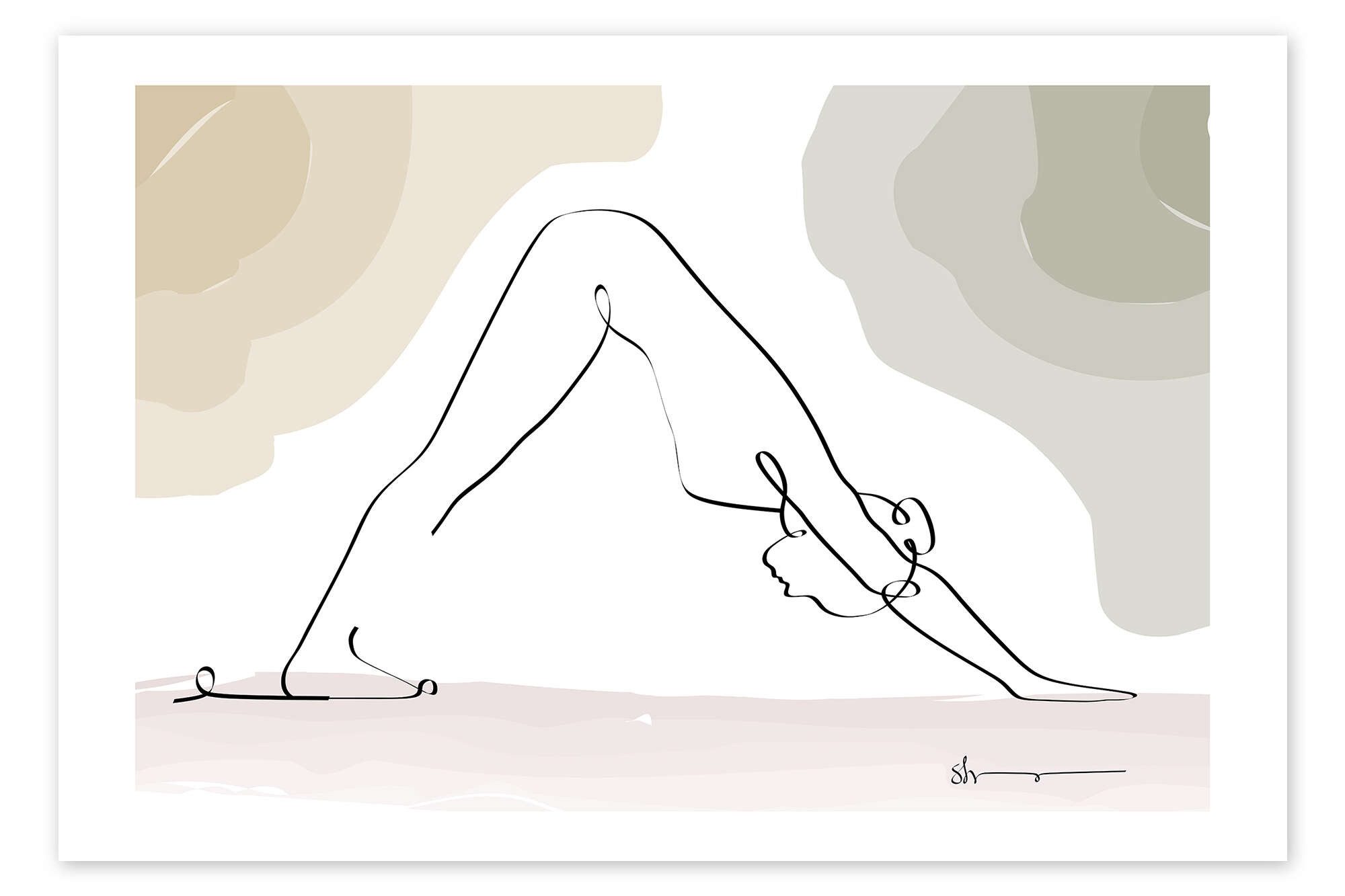 Posterlounge Wandbild Herabschauender Hund (Adhomukha Shvanasana), Yoga In Art, erhältlich als Poster, Leinwandbild, Wandsticker oder Acrylglasbild