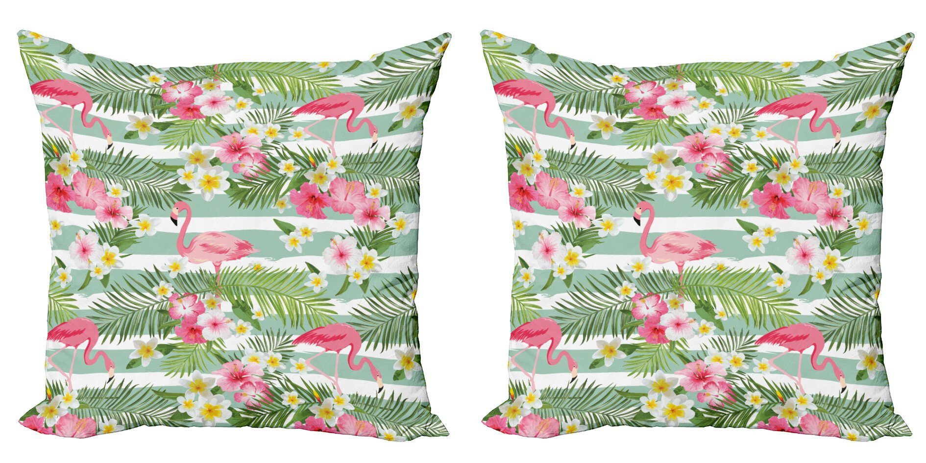 Exotische Hawaii-Blatt Abakuhaus Modern Doppelseitiger Stück), Kissenbezüge Flamingo Accent (2 Digitaldruck,