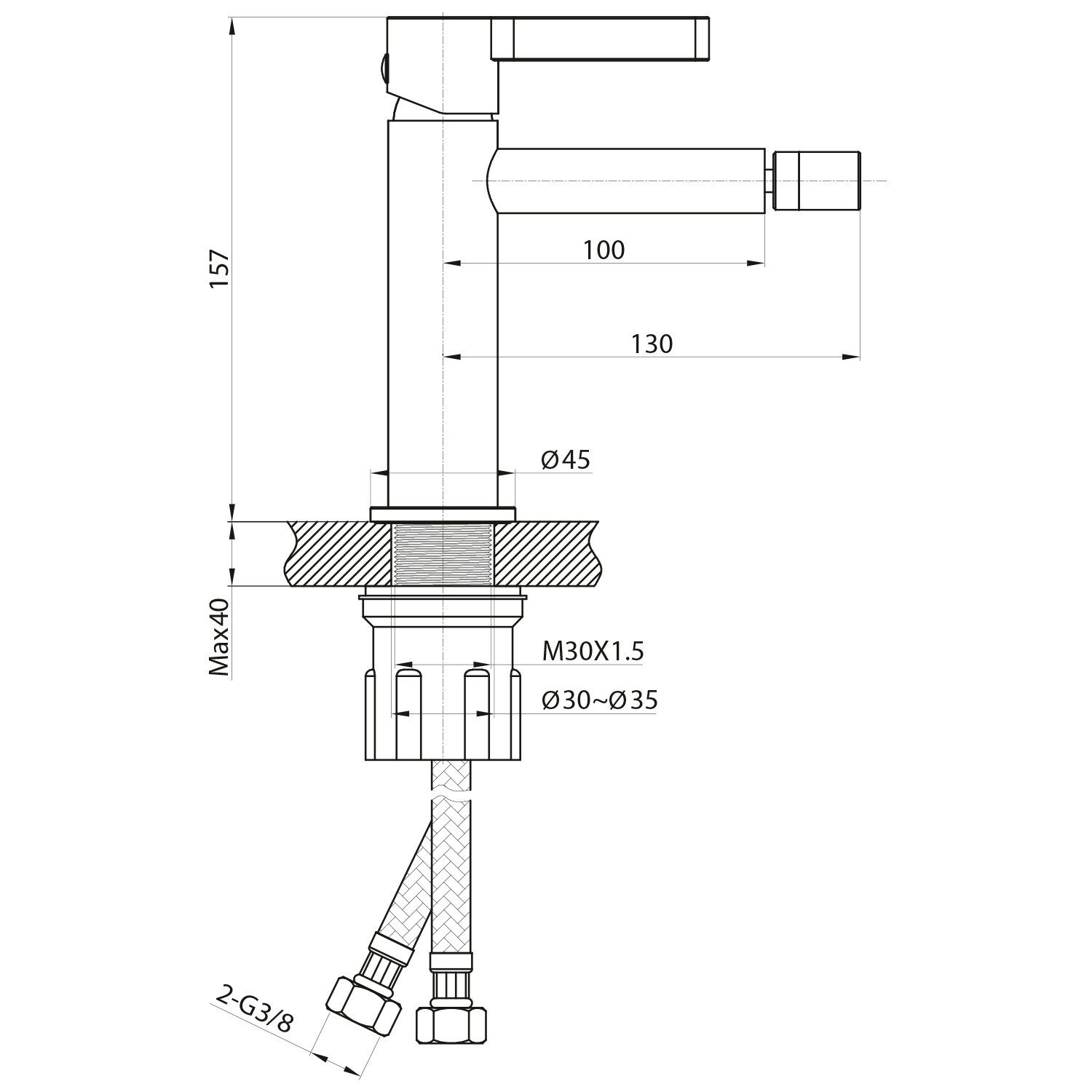 Sapho Bidetarmatur ICONIC Bidet-Standbatterie, Gold matt Sapho-AF003GB