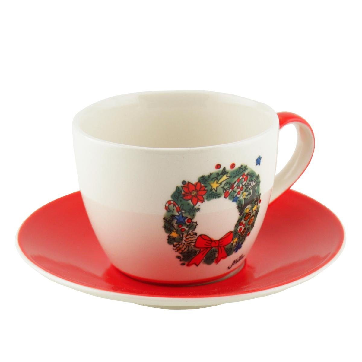 Mila Weihnachtskranz, Cappuccinotasse Keramik Untere Keramik-Cappuccino-Tasse mit Mila