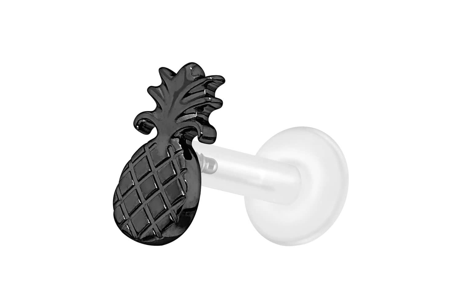 PIERCINGLINE Piercing-Set PTFE Labret mit Innengewinde + Titan-Aufsatz ANANAS (Labrets, 1-tlg)