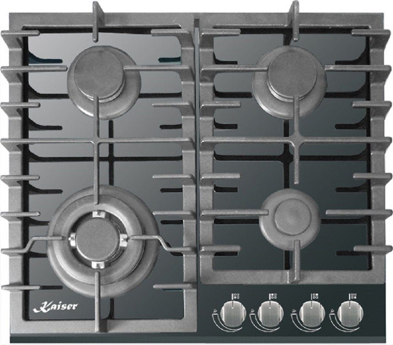 Kaiser Küchengeräte Gas-Kochfeld 60 cm 4 Brenner inkl. WOK-Brenner 3,8 Kw WOK KCG 6383 Turbo