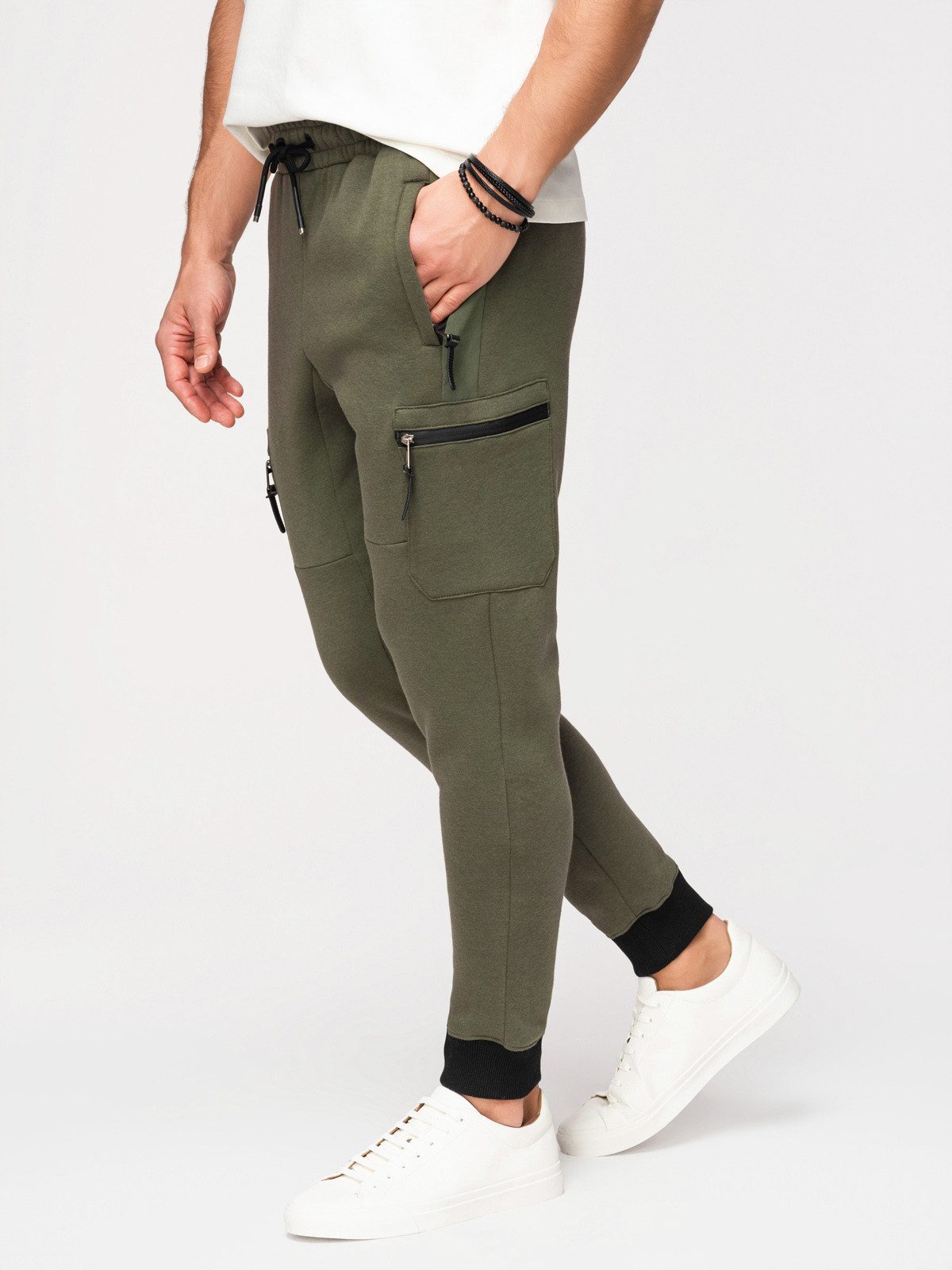 OMBRE Sweathose Pants OM-PASK-0222 V-3 black S Grün S (kein Set, 1-tlg) Wasserabweisende Reißverschlüsse