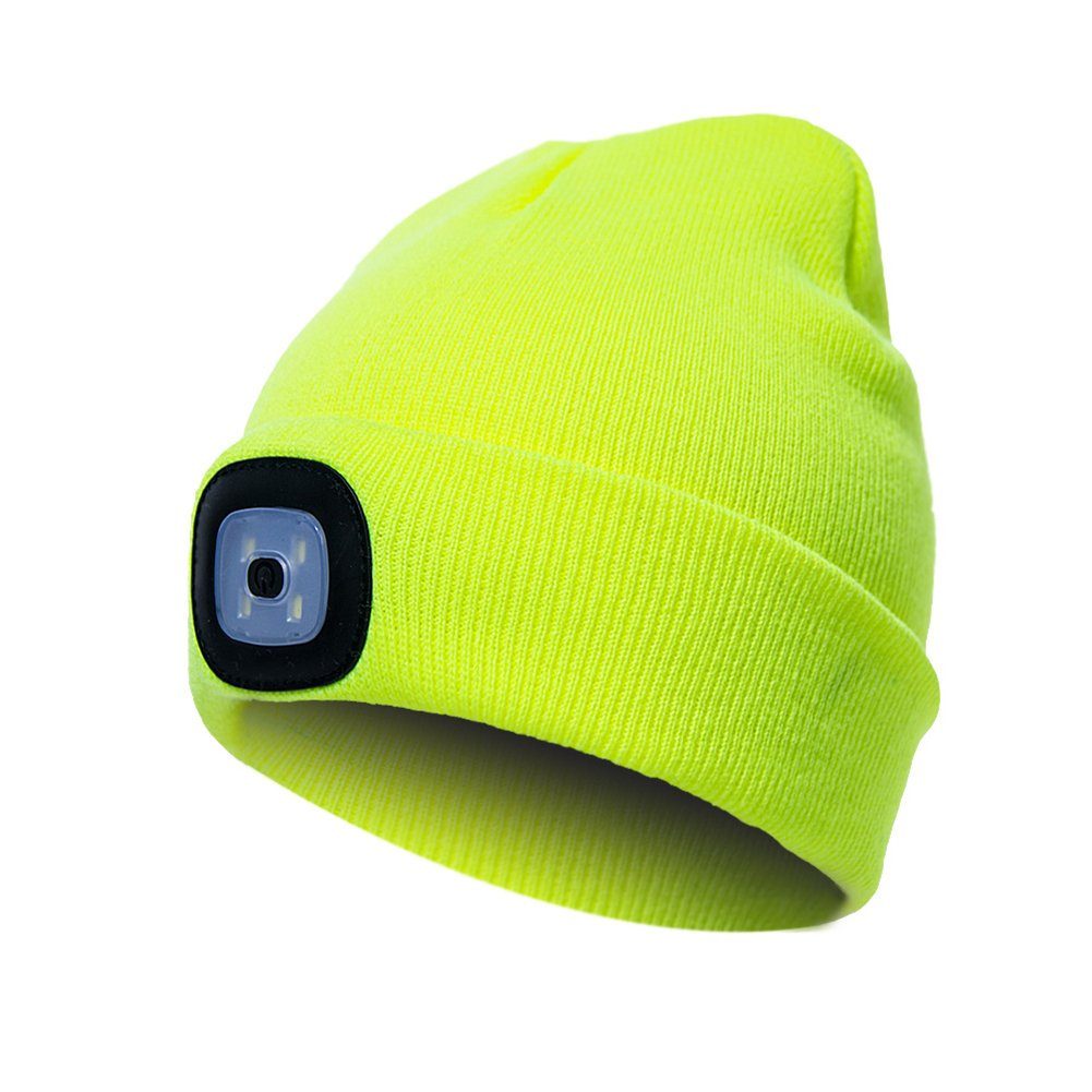 Herbst-Winter-Strickmütze, Leuchtende Gelb5 Strickmütze fluoreszierendes Unisex, LED-Strickmütze Blusmart