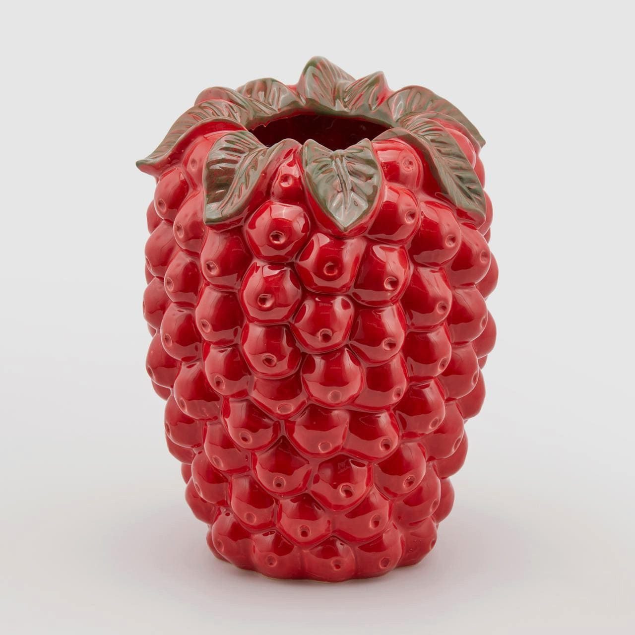 Dekovase Dekovase in Form einer Himbeere - glasierte Keramik H34cm Ø26,5cm rot