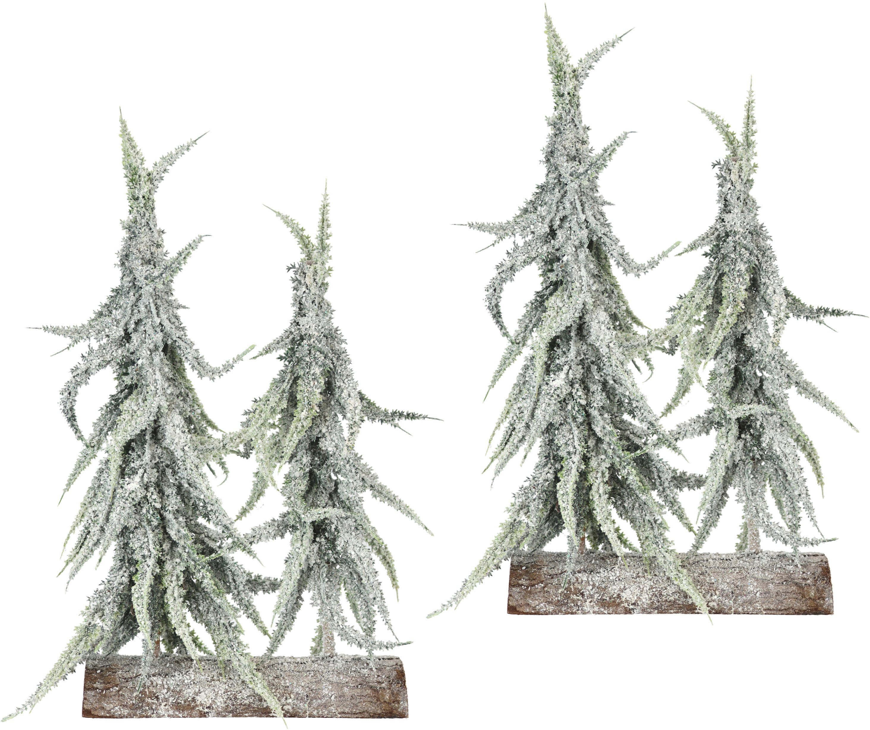 I.GE.A. Dekobaum Weihnachtsdeko, Weihnachtsbaum (Set, 2 St), Tannenbaum auf Rinde 34 cm