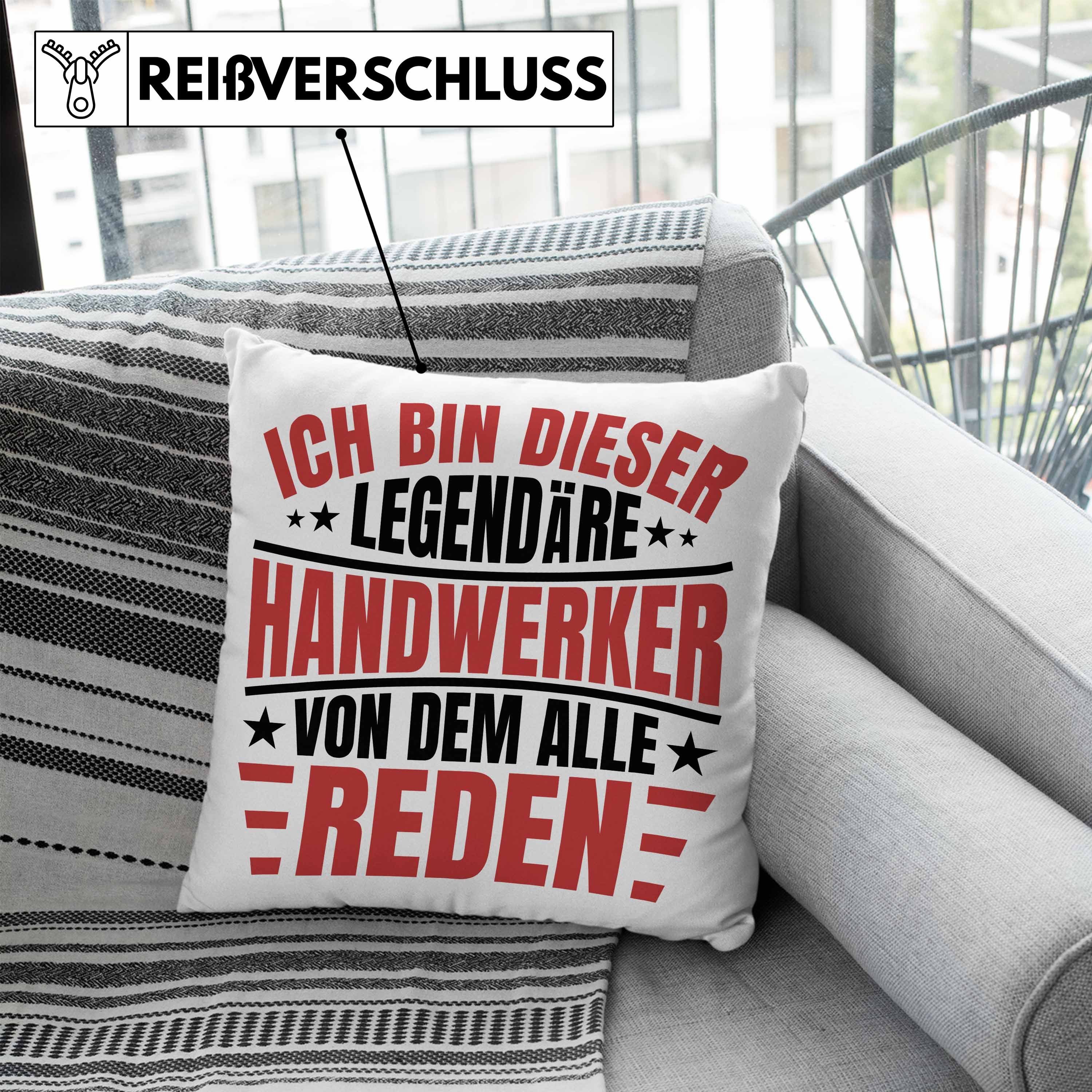 40x40 Lustig Spruch Legende Kissen mit Trendation Handwerker Füllung Geschenk Dekokissen Handwerk Dekokissen Blau Trendation - Männer