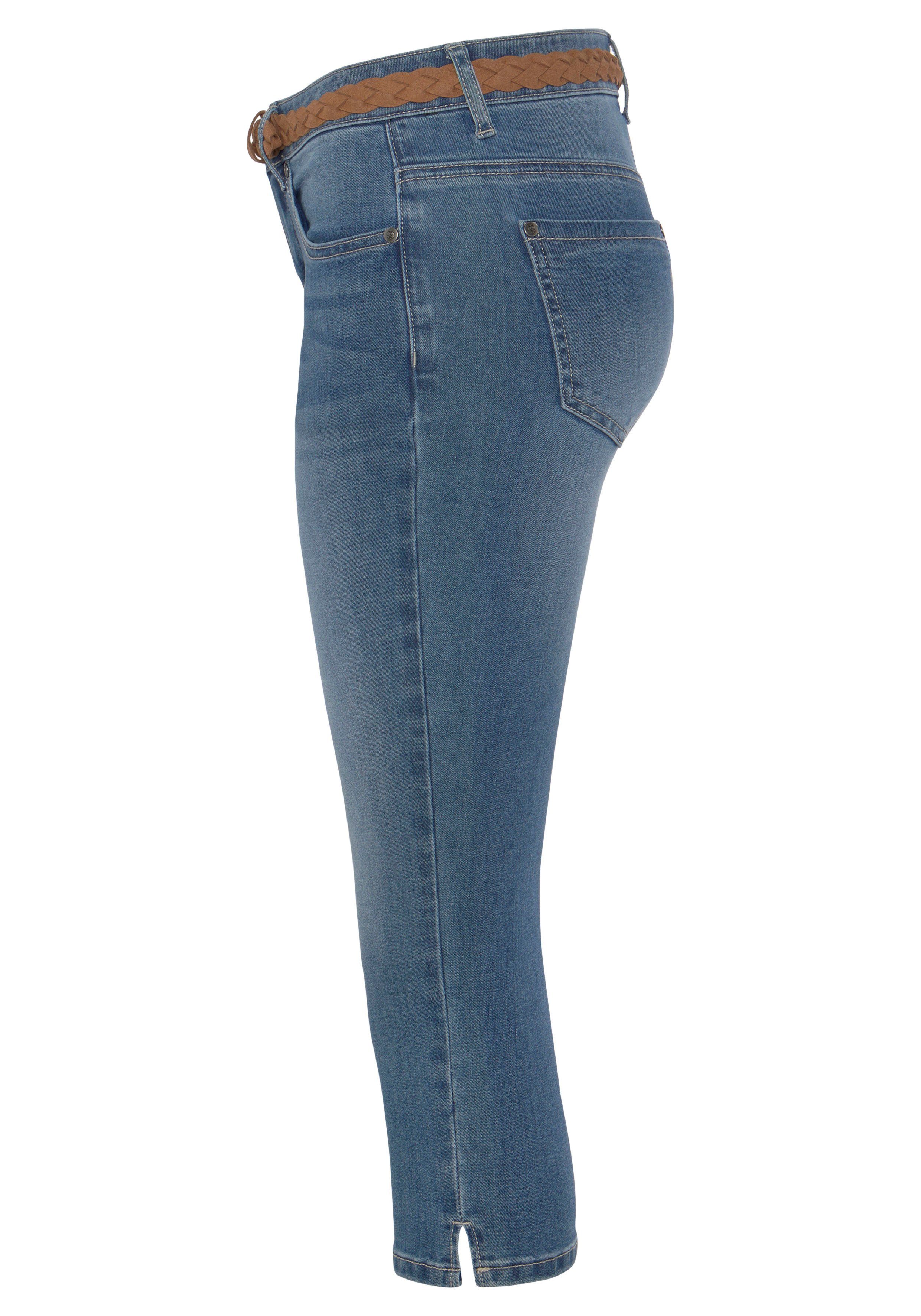 DELMAO 3/4-Jeans (Set, mit ---NEUE modischem Flechtgürtel inklusive Gürtel) mit 2-tlg., MARKE