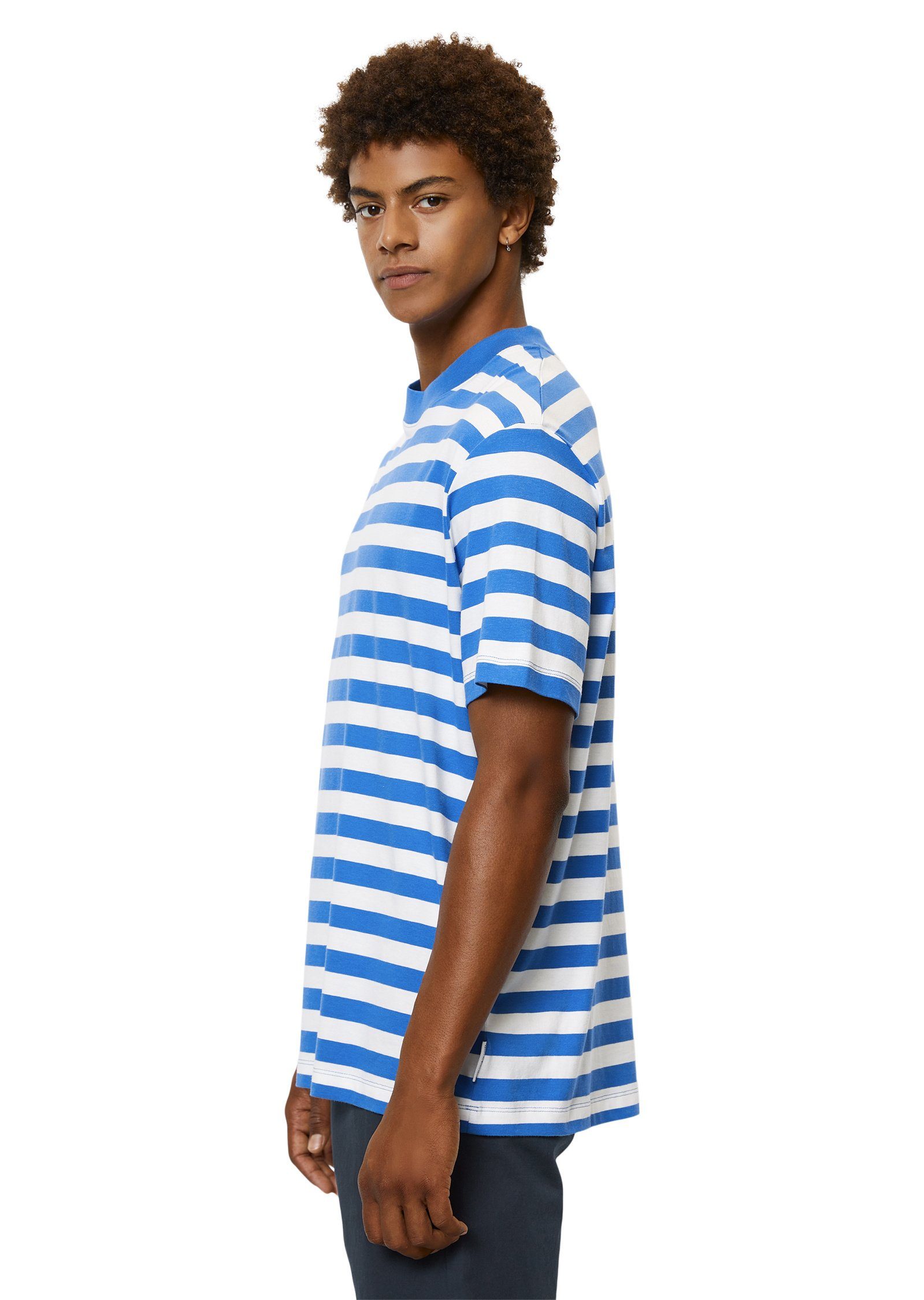 O'Polo blau mit DENIM Marc garngefärbtem Streifen-Muster T-Shirt