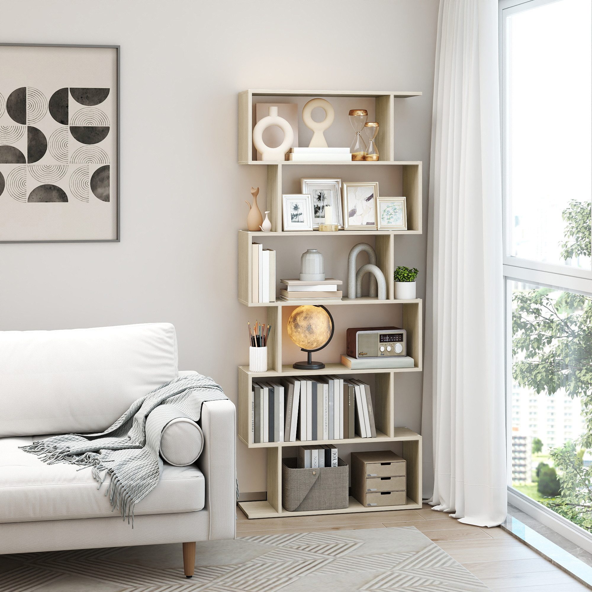 VASAGLE Bücherregal, 1-tlg., Standregal, Büroregal, 6 Fächer, Holzwerkstoff, 70x191x24cm (BxHxT)