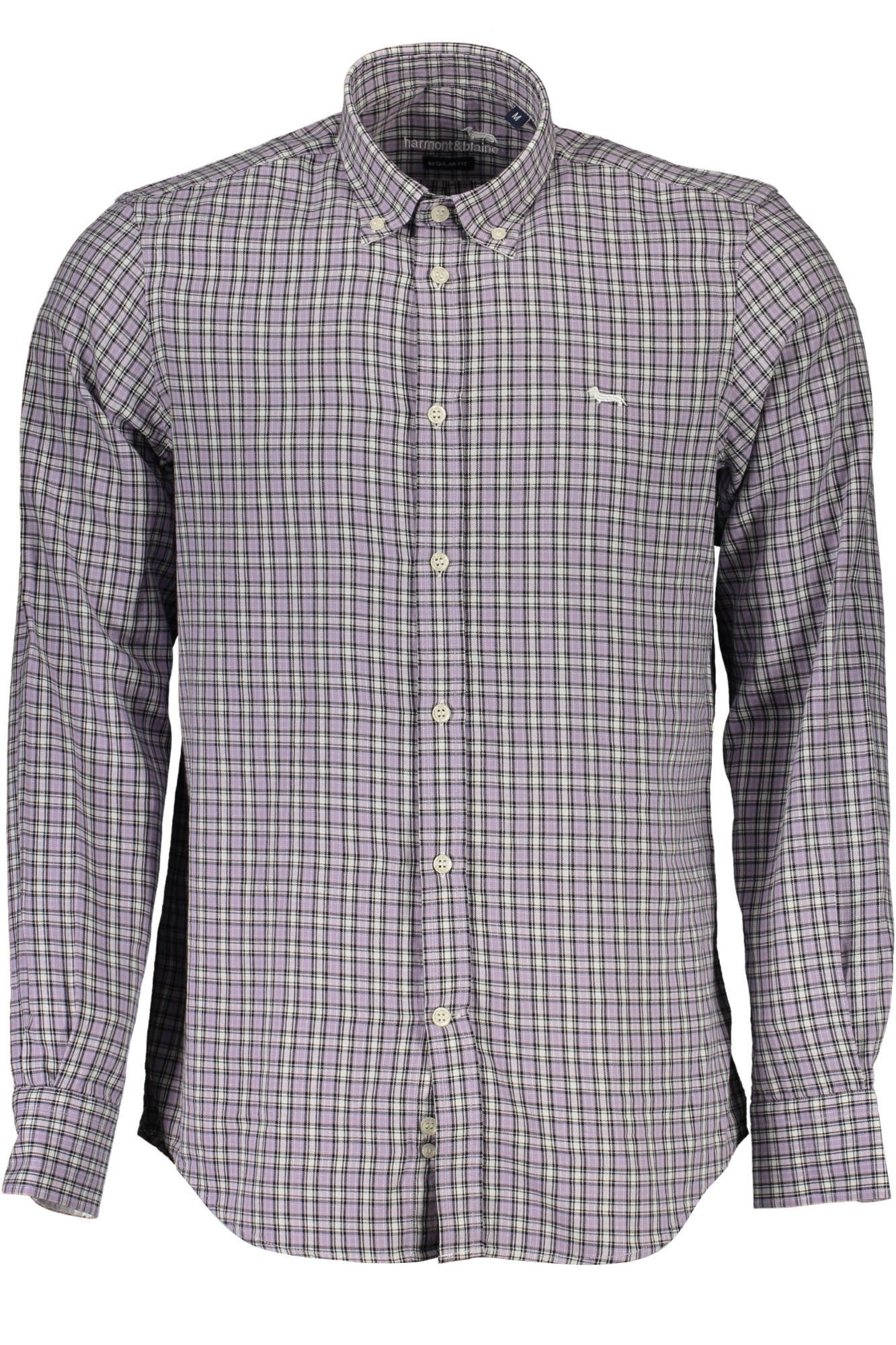Harmont & Blaine Langarmhemd Violettes Herrenhemd: Regular Fit, Button-Down, Kontrastdetails