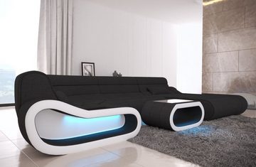 Sofa Dreams Wohnlandschaft Stoff Couch Polstersofa Concept U Form Stoffsofa Sofa, mit LED, Designersofa mit ergonomischer Rückenlehne