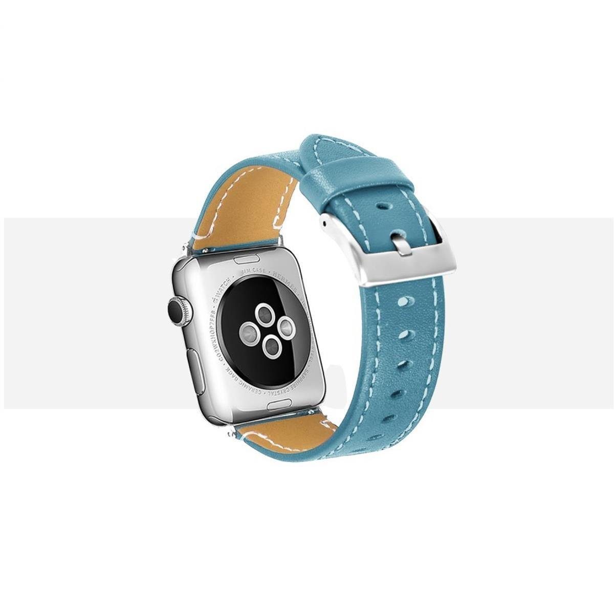 Armband 2/Ultra/9/8/7/6/SE/5/4/3 Faltschließe Watch Smartwatch-Armband Serie Apple Ultra CoverKingz Retro Blau 49/45/44/42mm Lederband Leder Edelstahl Series, für