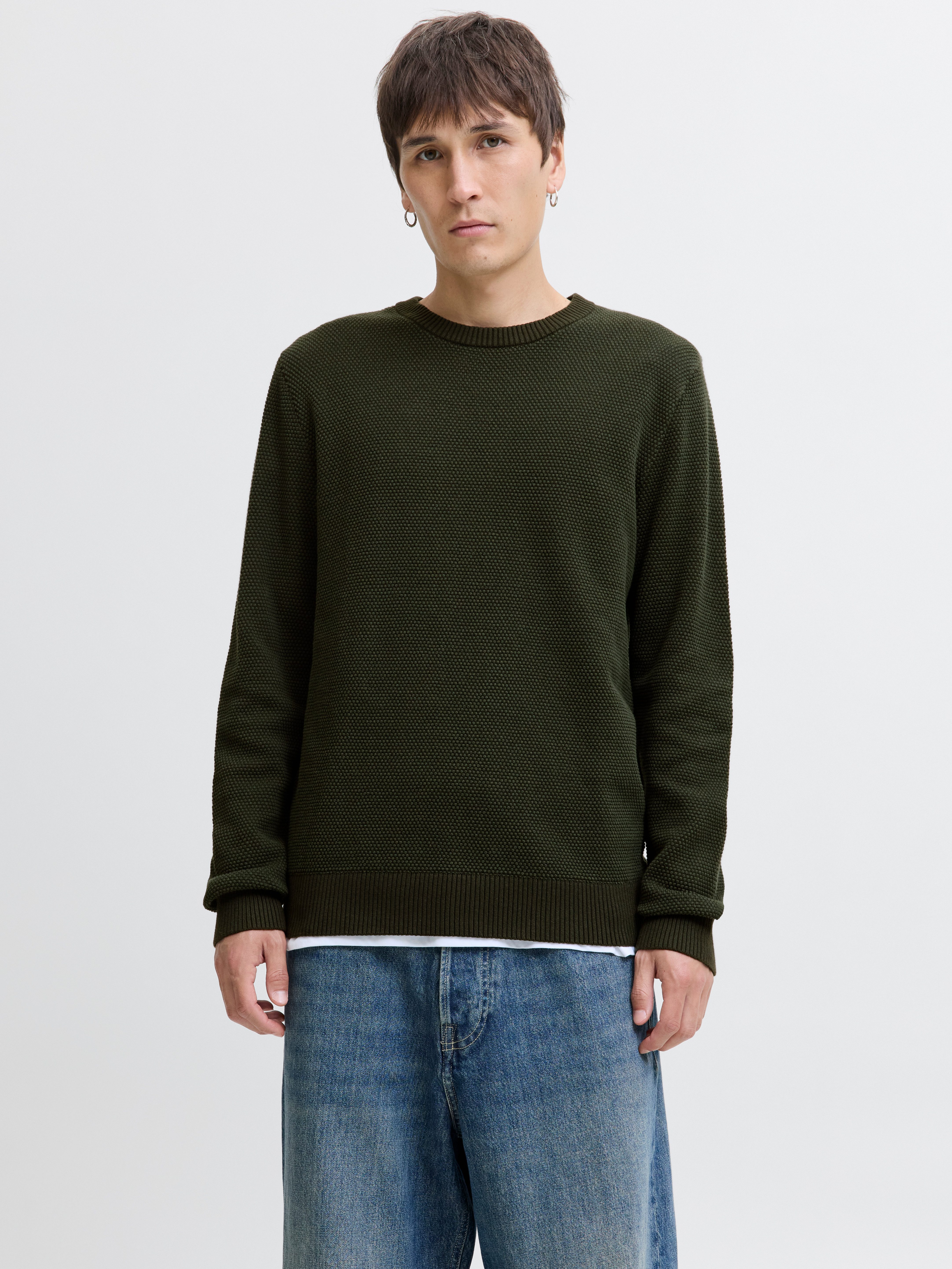 Jack & Jones Rundhalspullover JJEGLOBE KNIT CREW NECK NOOS in Strick Optik günstig online kaufen