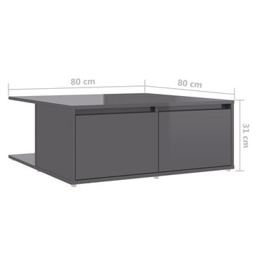furnicato Couchtisch Hochglanz-Grau 80x80x31 cm Spanplatte