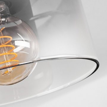 hofstein Deckenleuchte »Riccione« moderne Deckenlampe aus Metall/Glas in Schwarz/Rauchfarben, ohne Leuchtmittel, Leuchte mit Schirm aus Echtglas/Rauchglas (19, 5cm), 1xE27