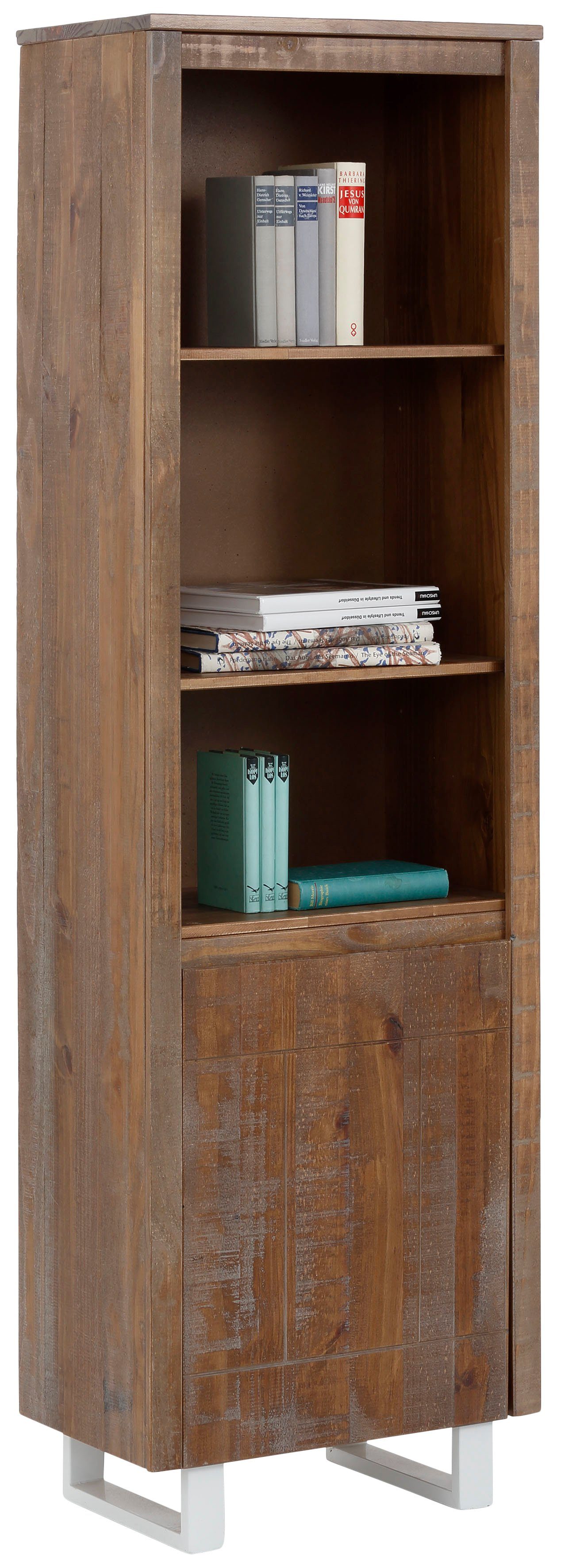 Home affaire Bücherregal Lagos, aus schönem massivem Kiefernholz, grifflos,  Breite 55 cm, Tolle Holzoptik