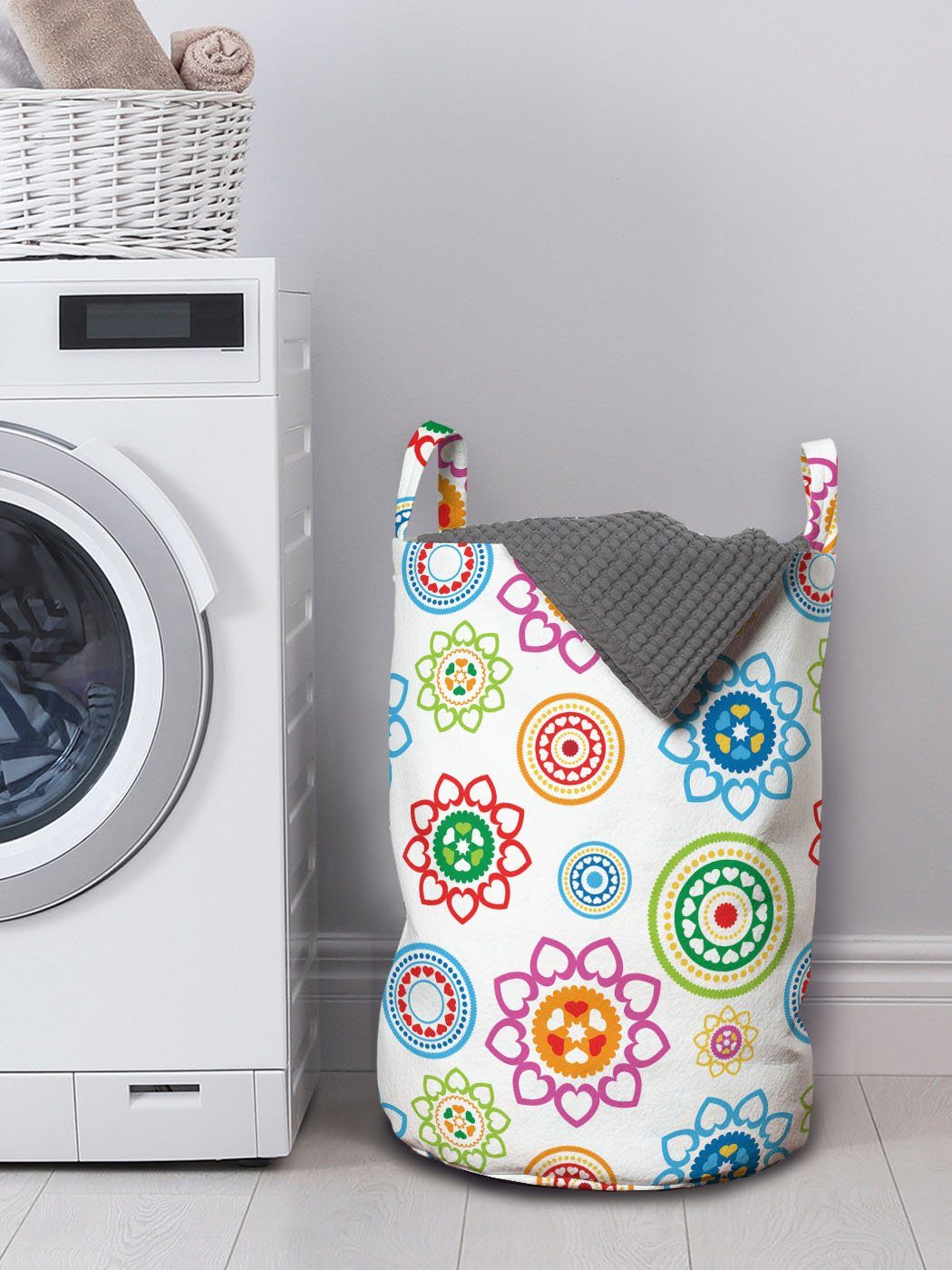 Abakuhaus Wäschesäckchen Kordelzugverschluss Waschsalons, mit für Bunte Wäschekorb Modern Muster Griffen