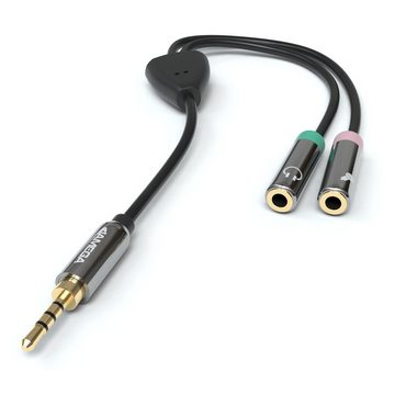 JAMEGA 0,2m Audio Splitter Y-Kabel Klinke AUX Adapter Stereo Kopfhörer Mikrof Audio-Adapter