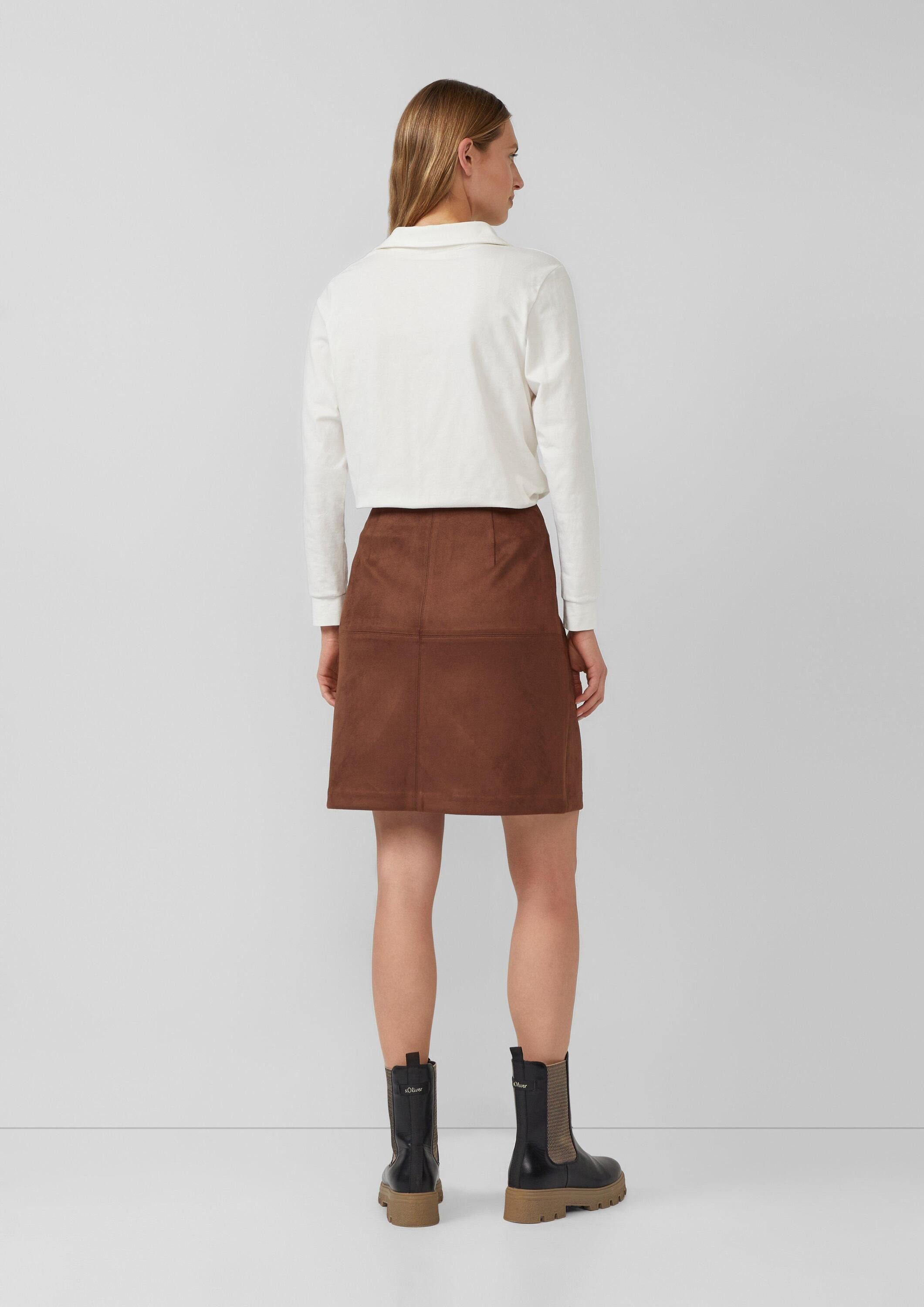 s.Oliver Minirock Rock Kurzer Rock in Veloursleder-Optik