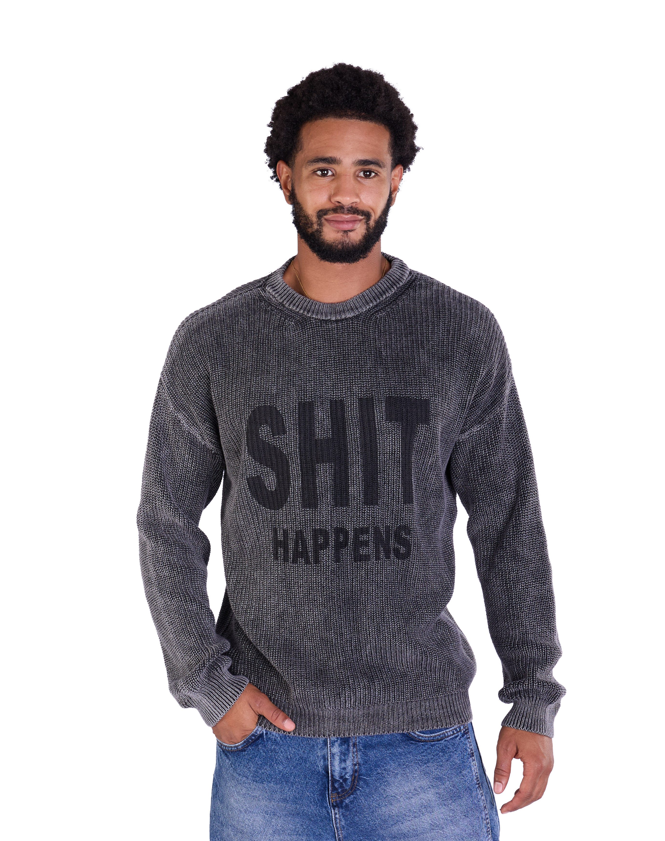 Denim Distriqt Strickpullover Herren Stickpullover mit Druck lässiger Schri günstig online kaufen