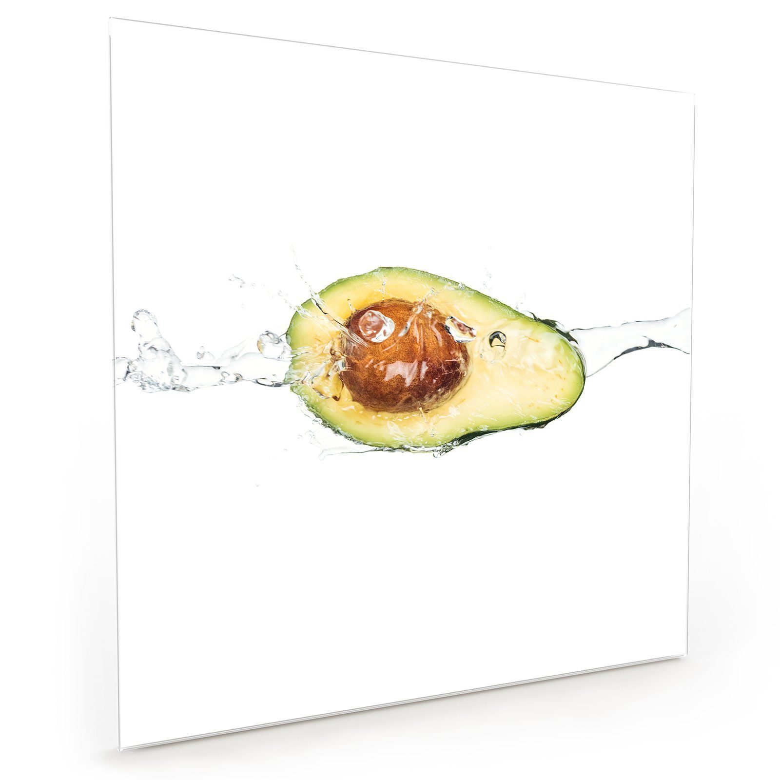 Primedeco Küchenrückwand Küchenrückwand Spritzschutz Glas mit Motiv Avocado in Wasserwelle