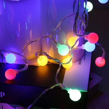 oyajia LED-Lichterkette 5m/10m LED Lichterkette LED Kugel Party Lichterkette Außen/Innen Deko, Dimmbar 8 Modi mit Fernbedienung, IP65 für Schlafzimmer, Weihnachten