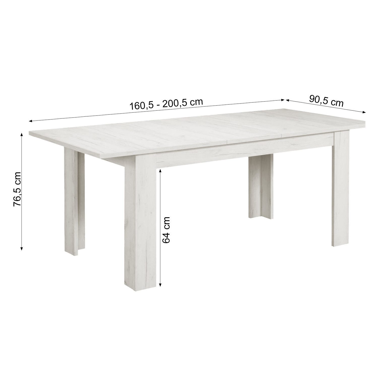 Homestyle4u Esstisch Esszimmertisch 90x160 bis 90x200 bis 8 Personen Küche Holz erweiterbar, ausziehbar, Weiß Vintage Shabby