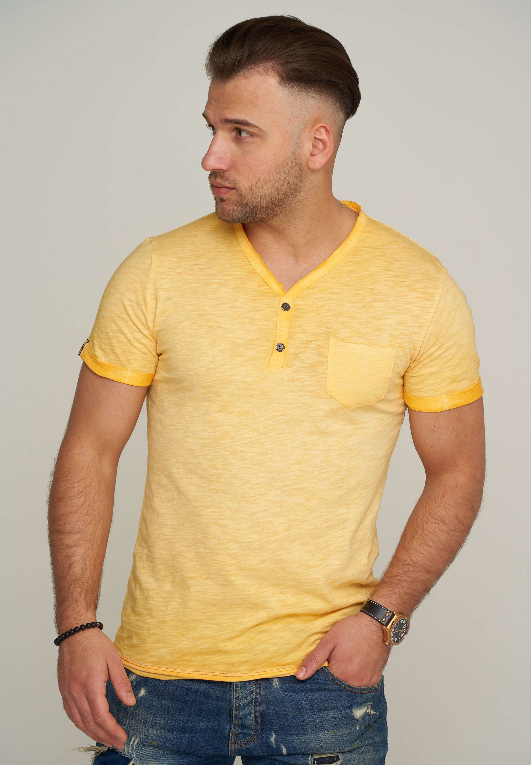 CARISMA T-Shirt CRMORELOS mit Knopfleiste & Brusttasche Gelb