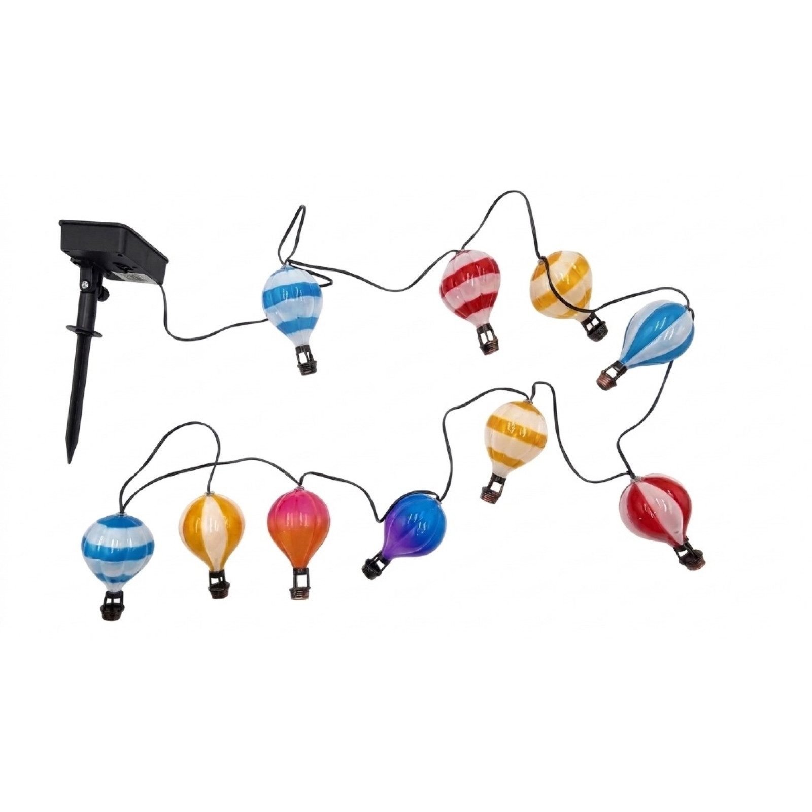 HAC24 LED-Lichterkette Solar Outdoor Gartenbeleuchtung Heißluftballon, mit 10 LED 400 cm Warmweiß mit Flackereffekt Wetterfest IP44